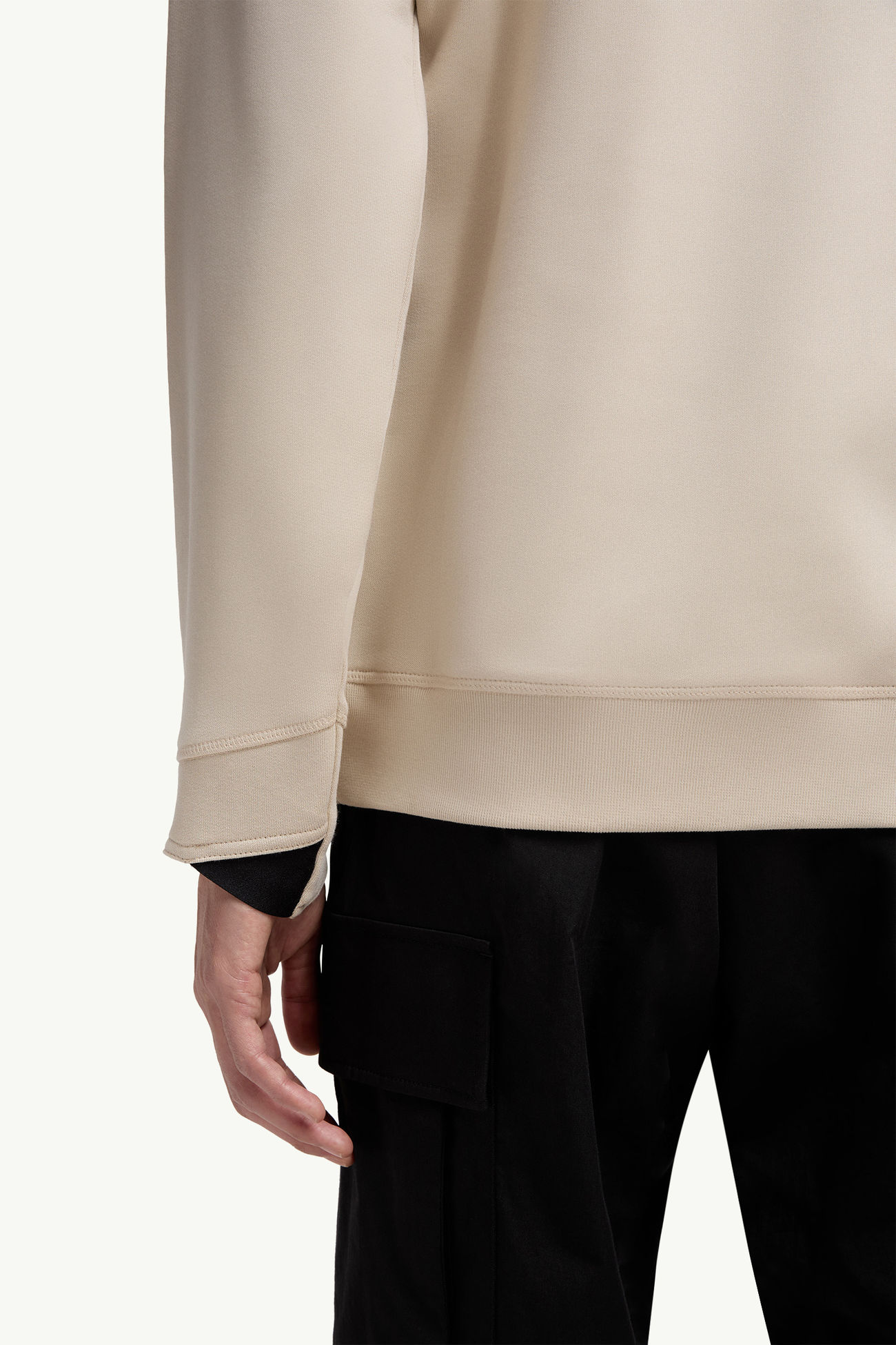 Sudadera de algodón con parche con logotipo Hombre Beige Claro Moncler 5