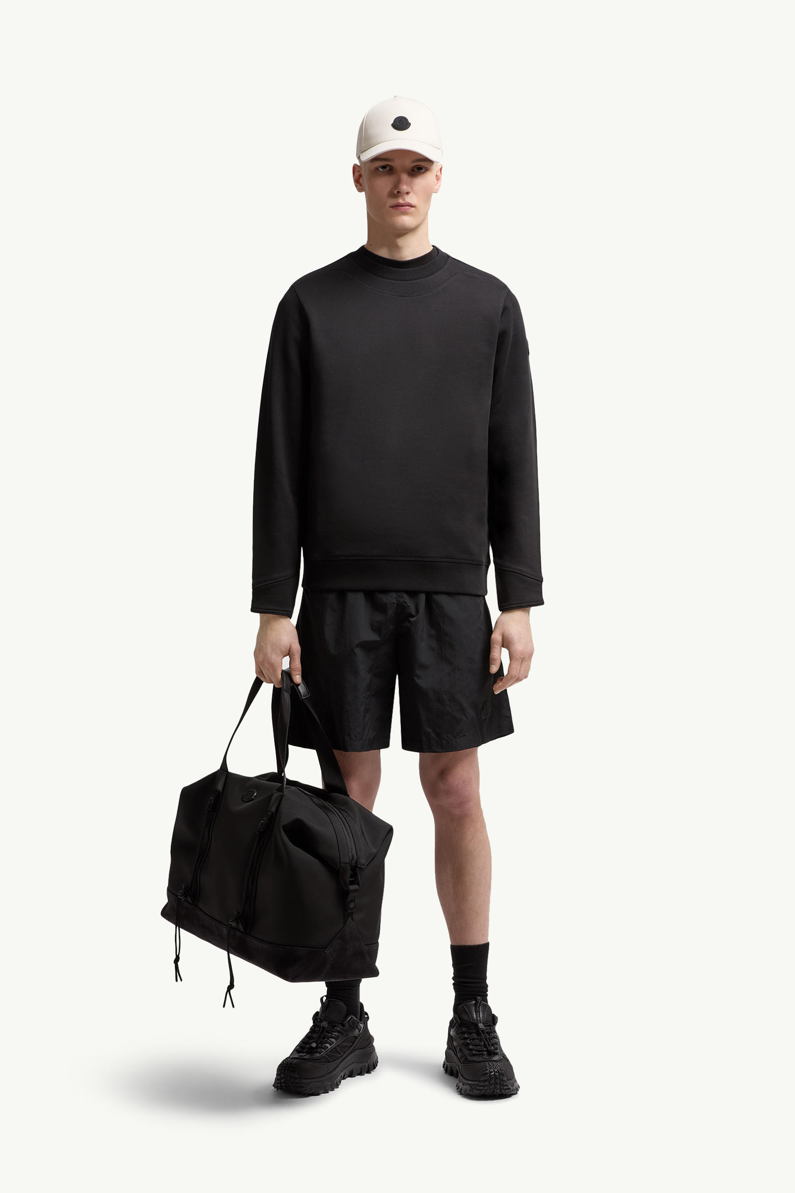 Logo Patch Cotton Sweatshirt Men Black Moncler 0