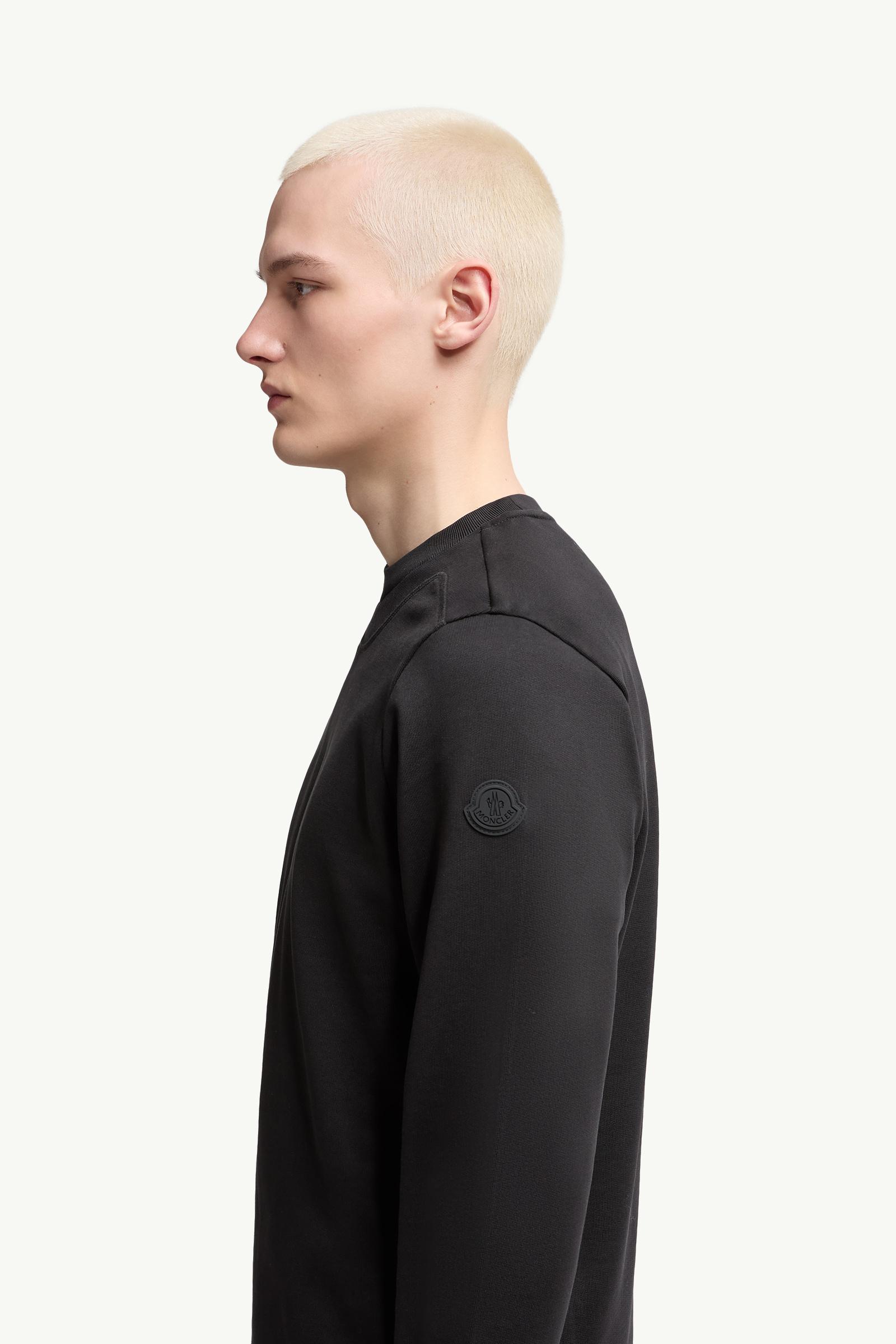 Logo Patch Cotton Sweatshirt Men Black Moncler 1