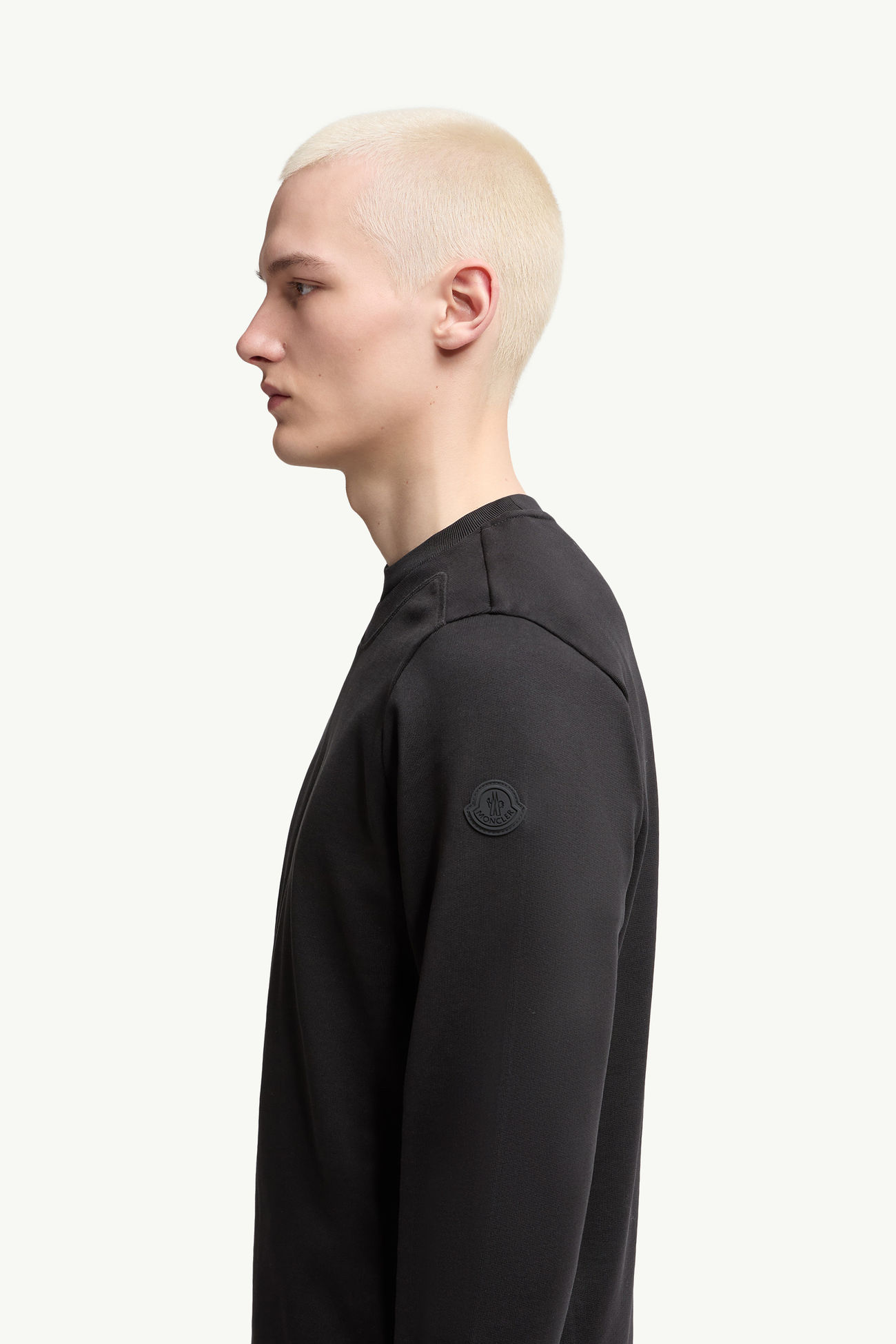 Felpa con patch logato in cotone Uomo Nero Moncler 1