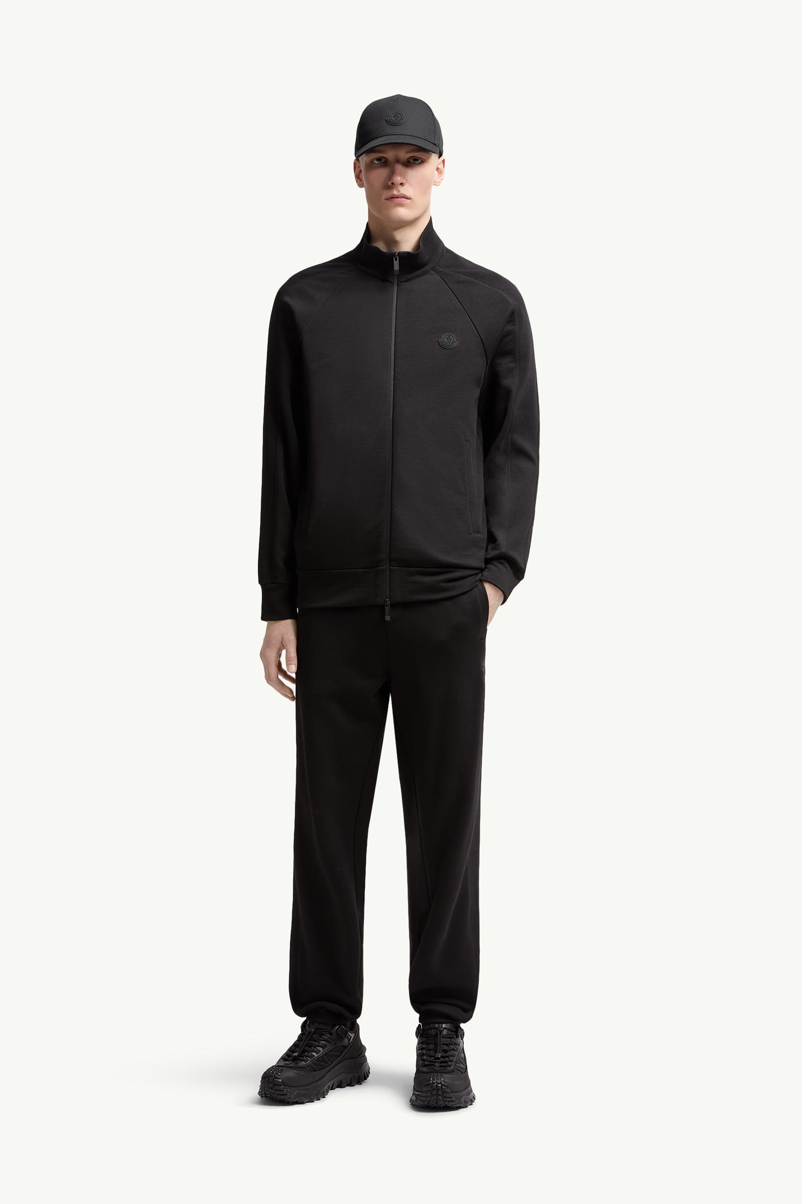 Sudadera de algodón con cremallera Hombre Negro Moncler 0