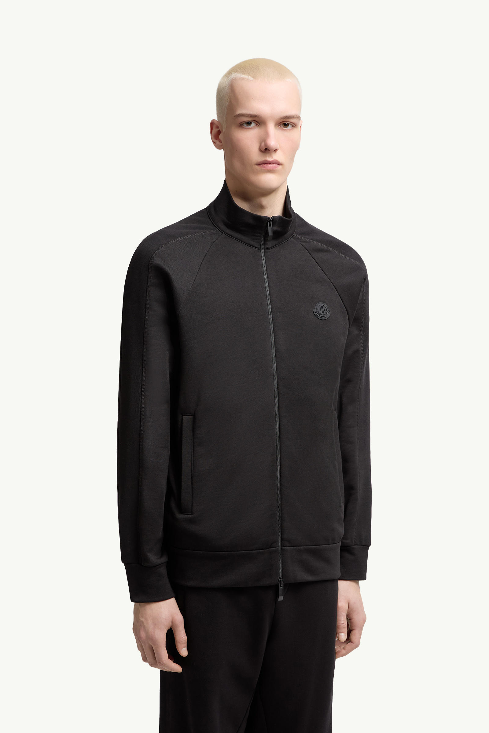 Cotton Zip-Up Sweatshirt Men Black Moncler 3