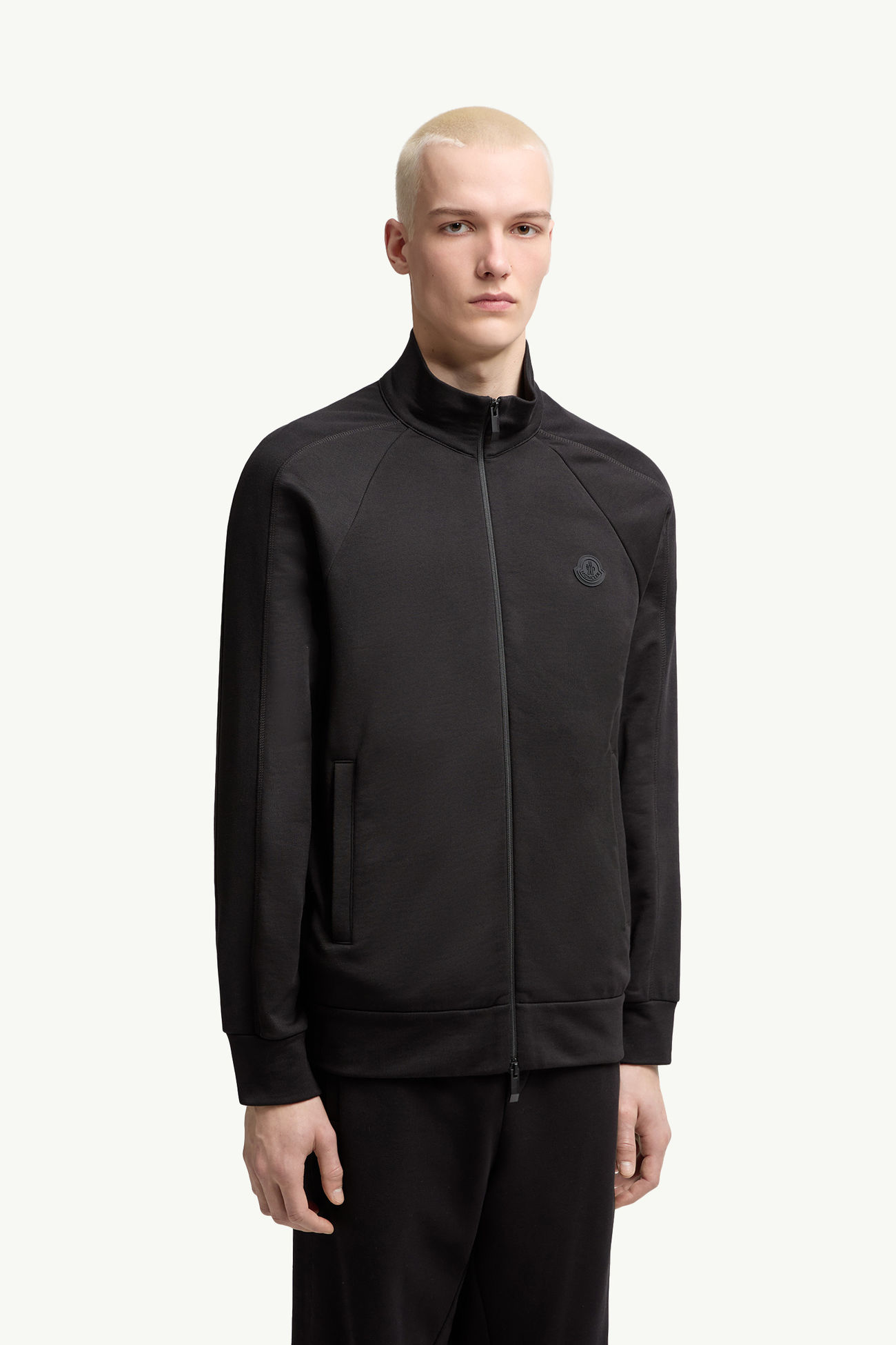 Felpa in cotone con zip Uomo Nero Moncler 3