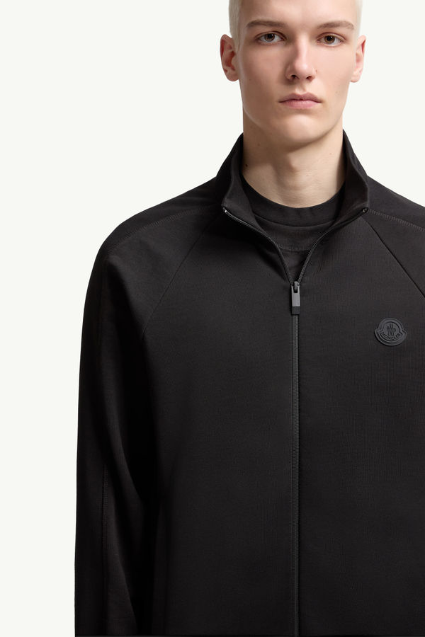 Cotton Zip-Up Sweatshirt Men Black Moncler 5