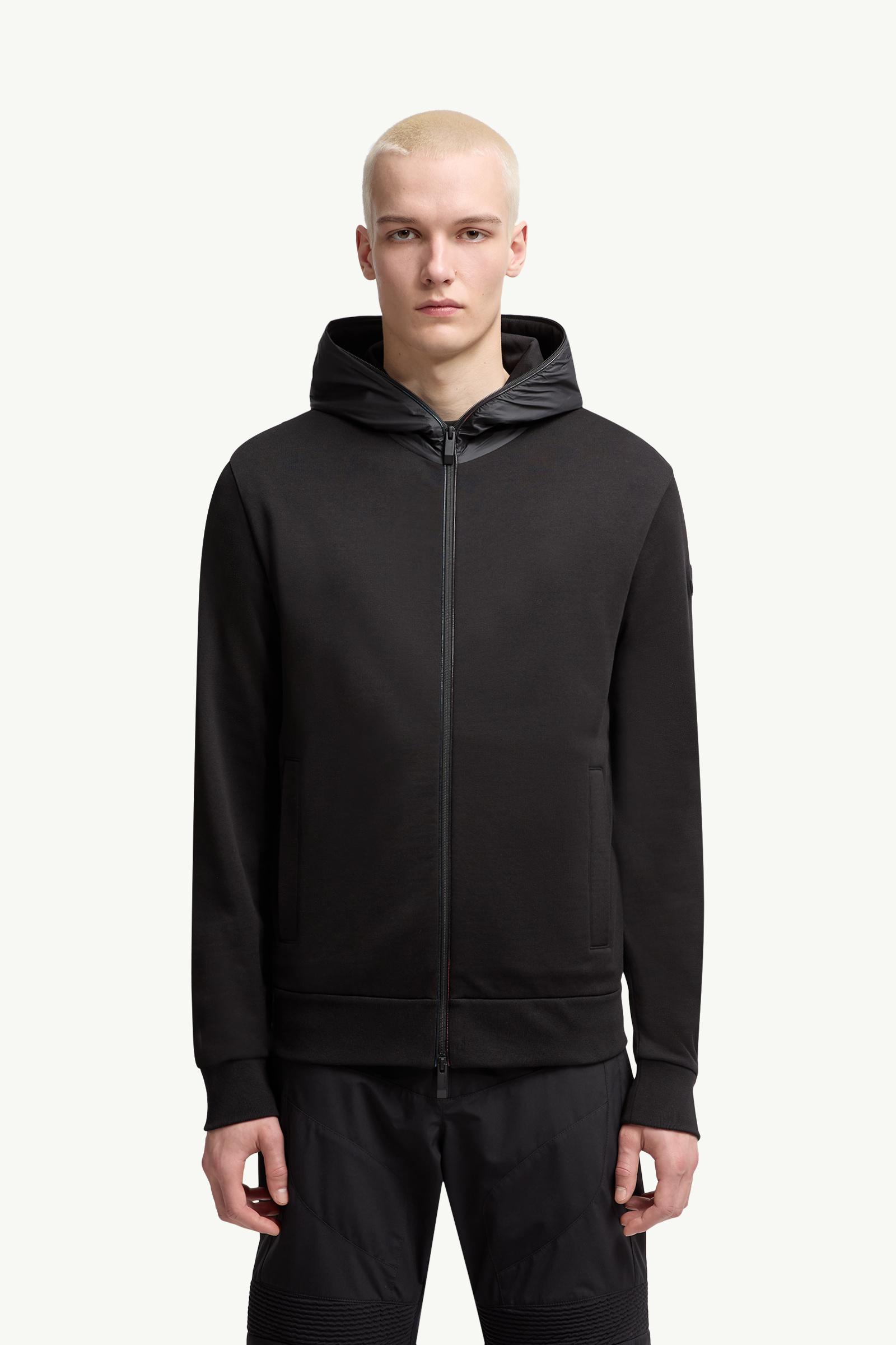 Black Cotton Zip-Up Hoodie - Sweatshirts for Men | Moncler MT