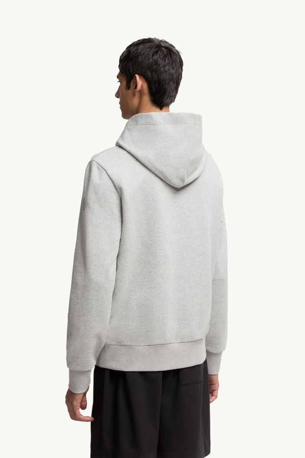 Embroidered Mountain Logo Cotton Hoodie Men Gray Moncler 4