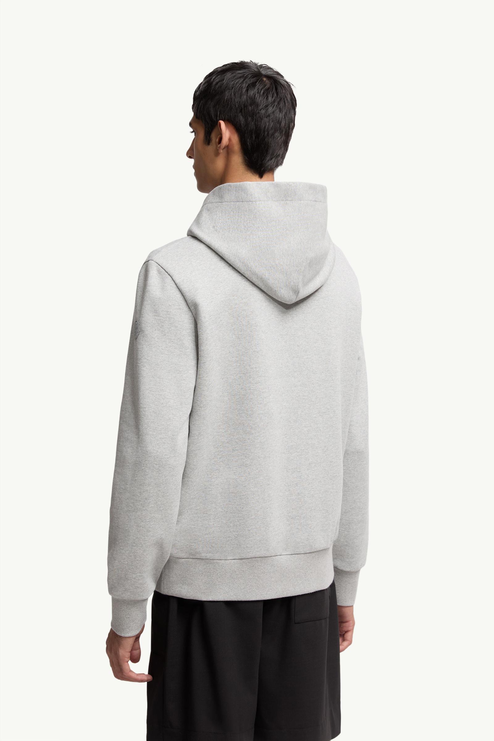 Grey Embroidered Mountain Logo Cotton Hoodie - Sweatshirts for Men