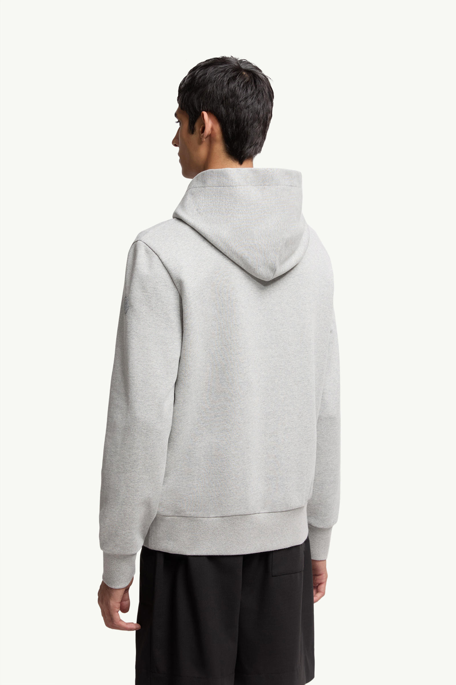 Embroidered Mountain Logo Cotton Hoodie Men Grey Moncler 4