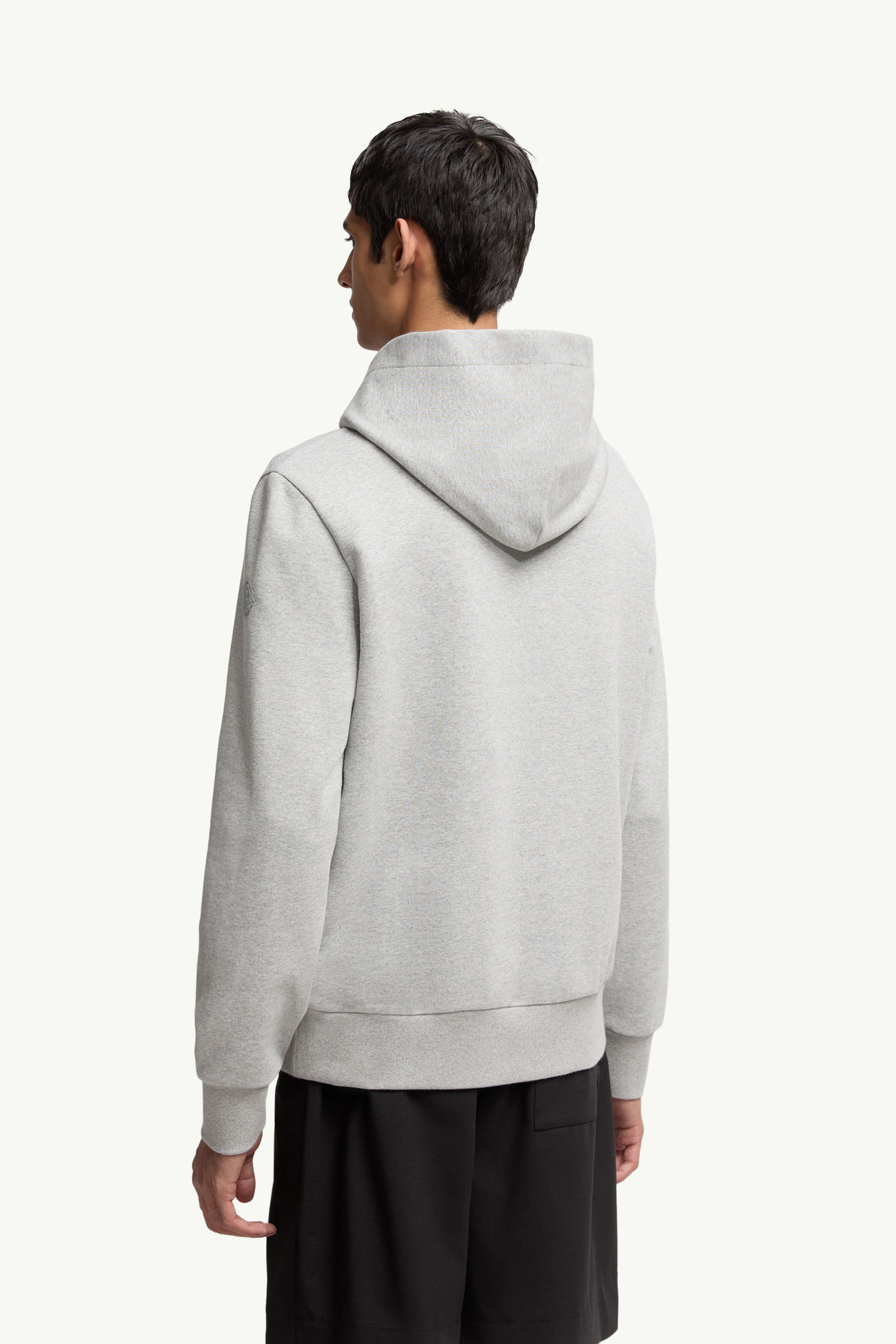 Sudadera con capucha de algodón con logotipo de montaña bordado Hombre Gris Moncler 4