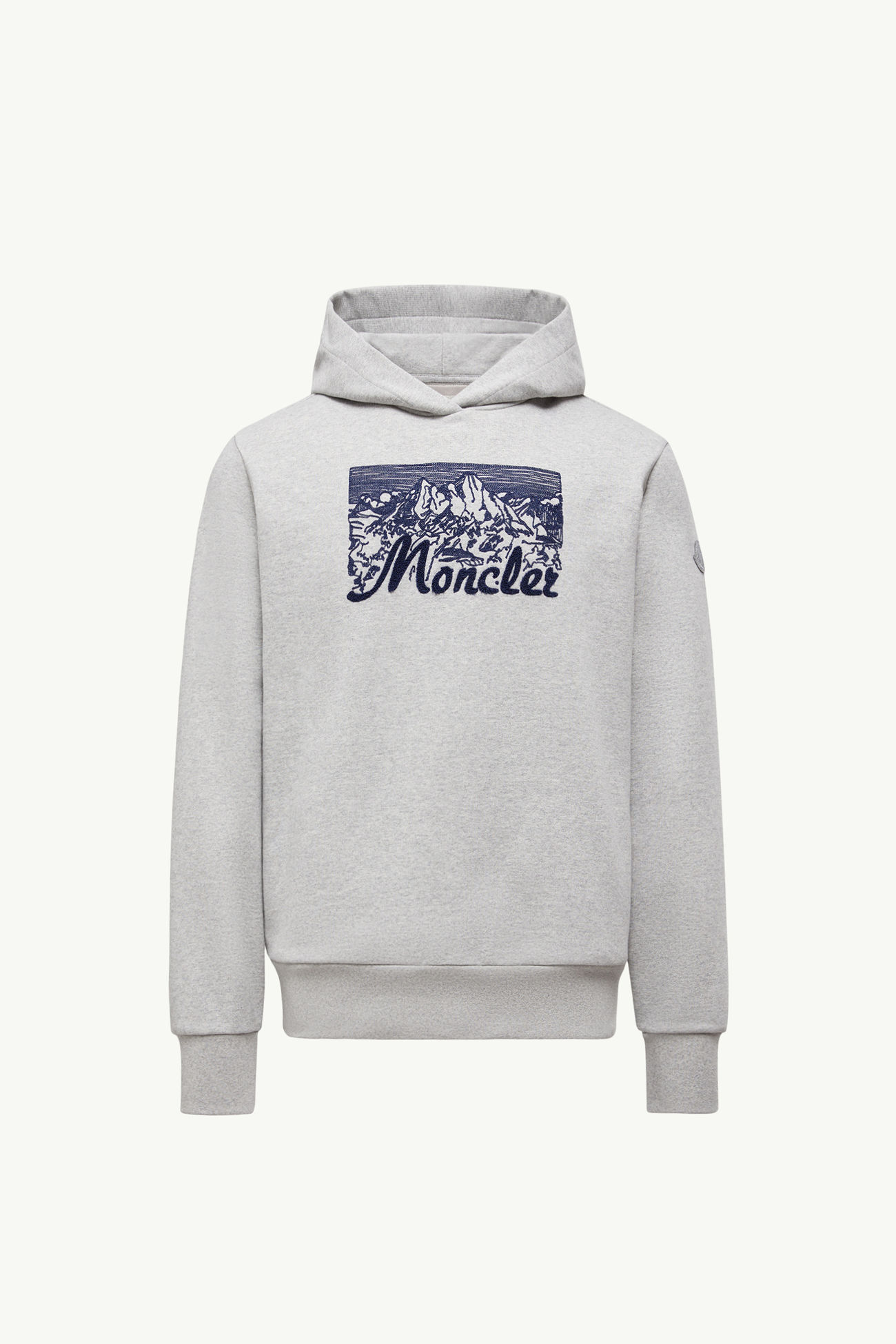 Sudadera con capucha de algodón con logotipo de montaña bordado Hombre Gris Moncler 2