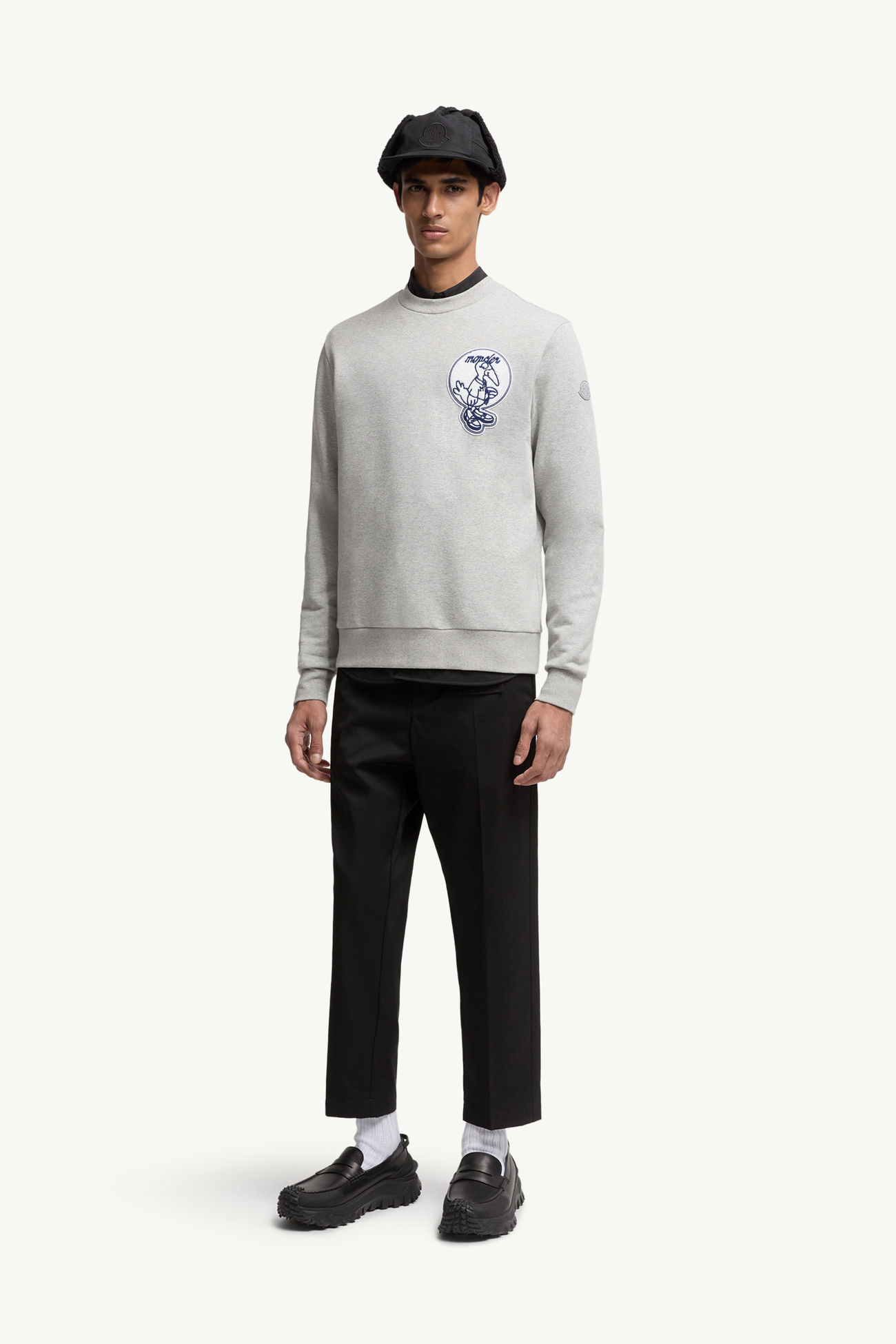 Sweatshirt aus Baumwolle mit Maskottchen-Aufnäher Herren Grau Moncler 0