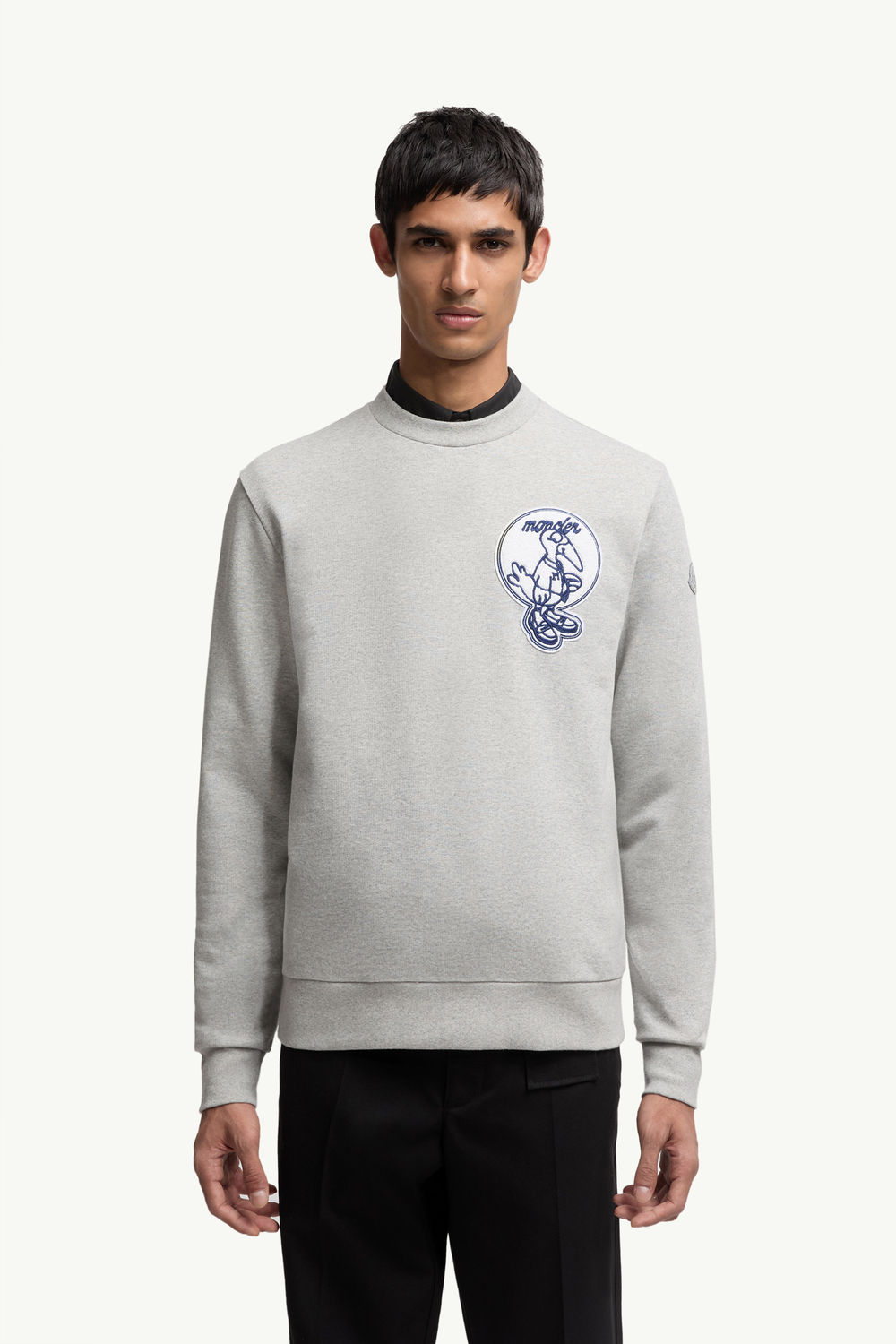 Mascot Patch Cotton Sweatshirt Men Gray Moncler 3