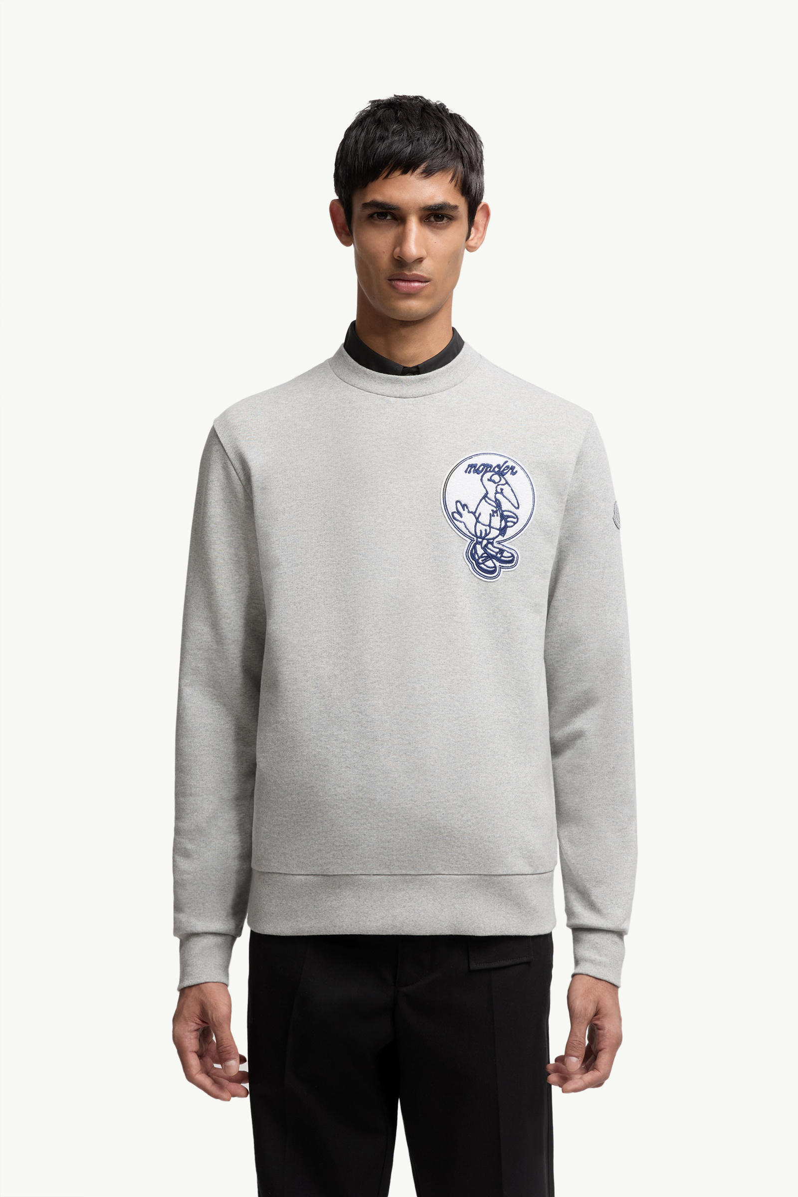 Mascot Patch Cotton Sweatshirt Men Gray Moncler 3