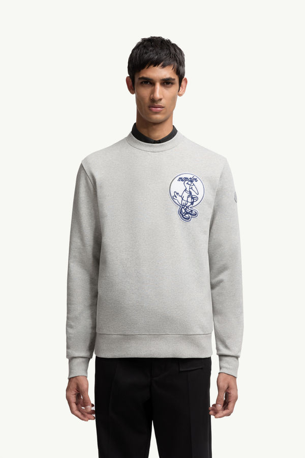 Sweat en coton à empiècement mascotte Hommes Gris Moncler 3
