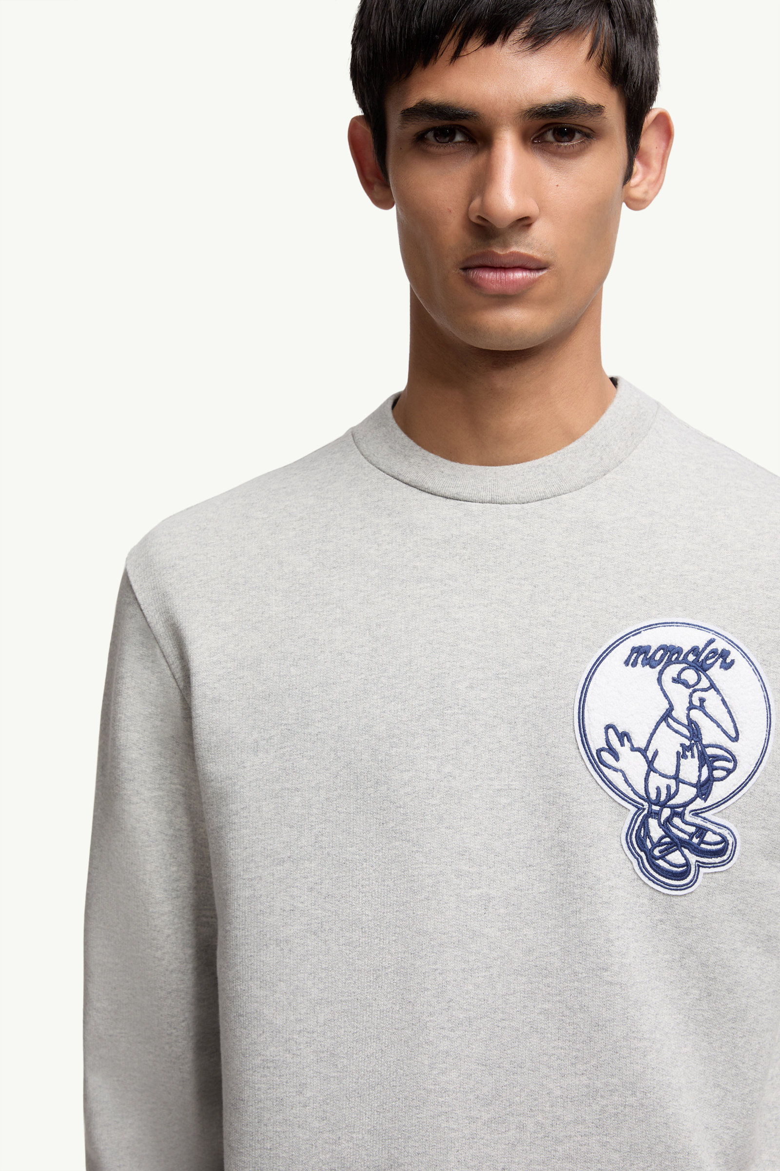 Mascot Patch Cotton Sweatshirt Men Gray Moncler 5