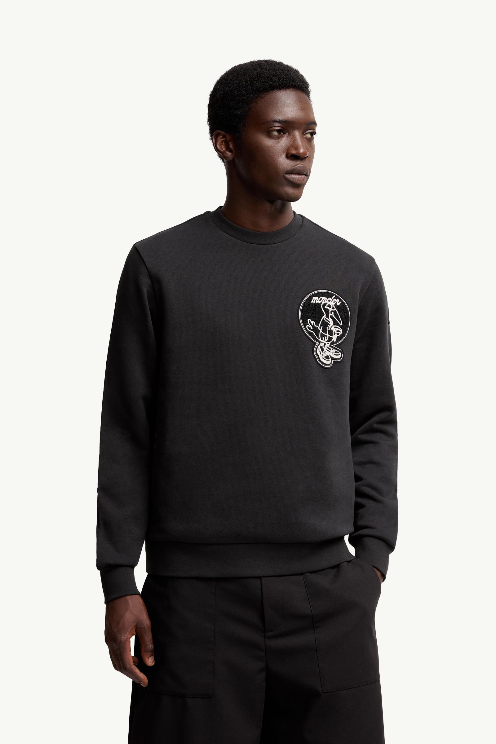 Black Mascot Patch Cotton Sweatshirt - Sweatshirts for Men