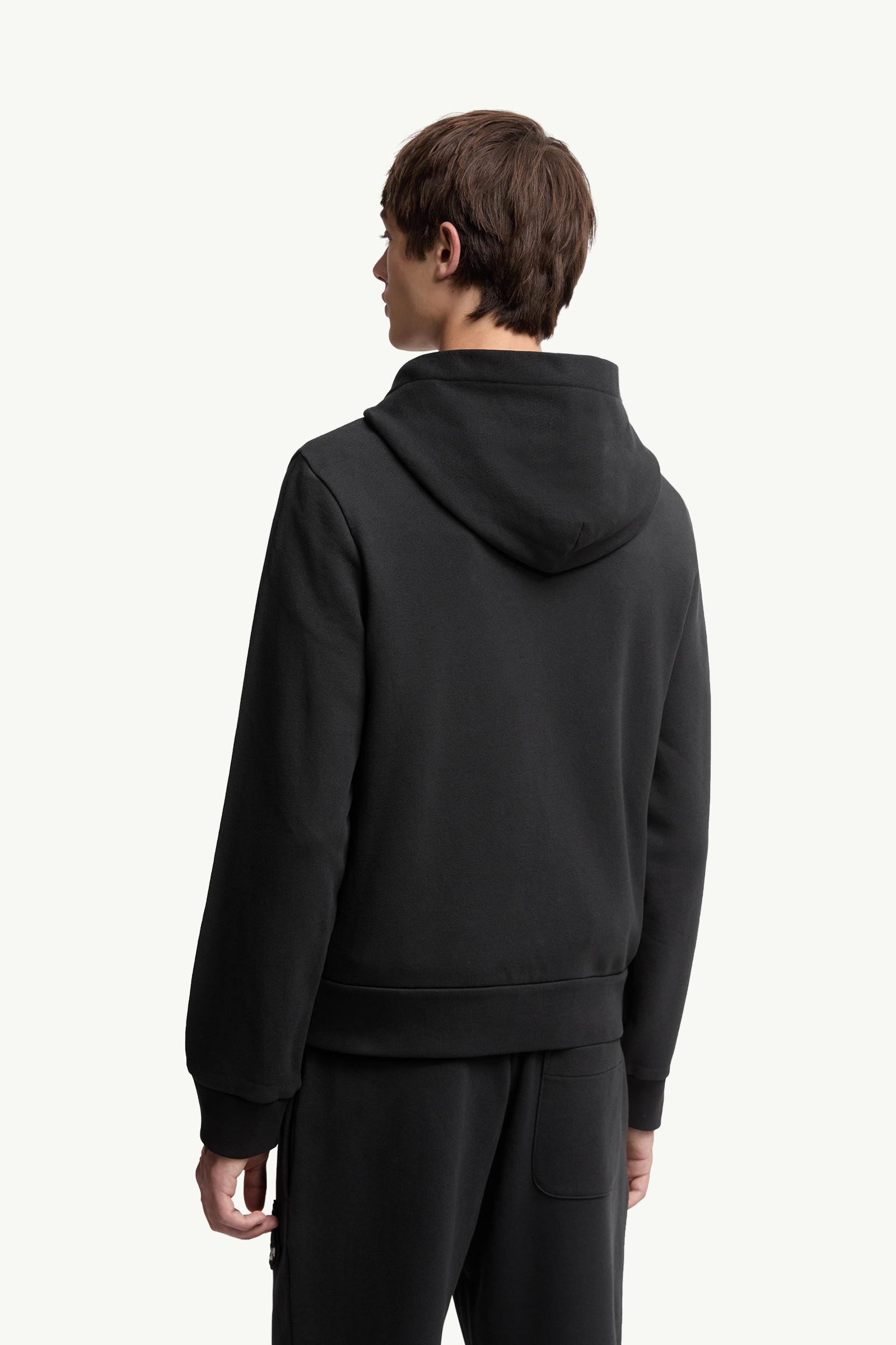 Kapuzenpullover aus Baumwolle mit Reißverschluss und Logoaufnäher Herren Schwarz Moncler 4