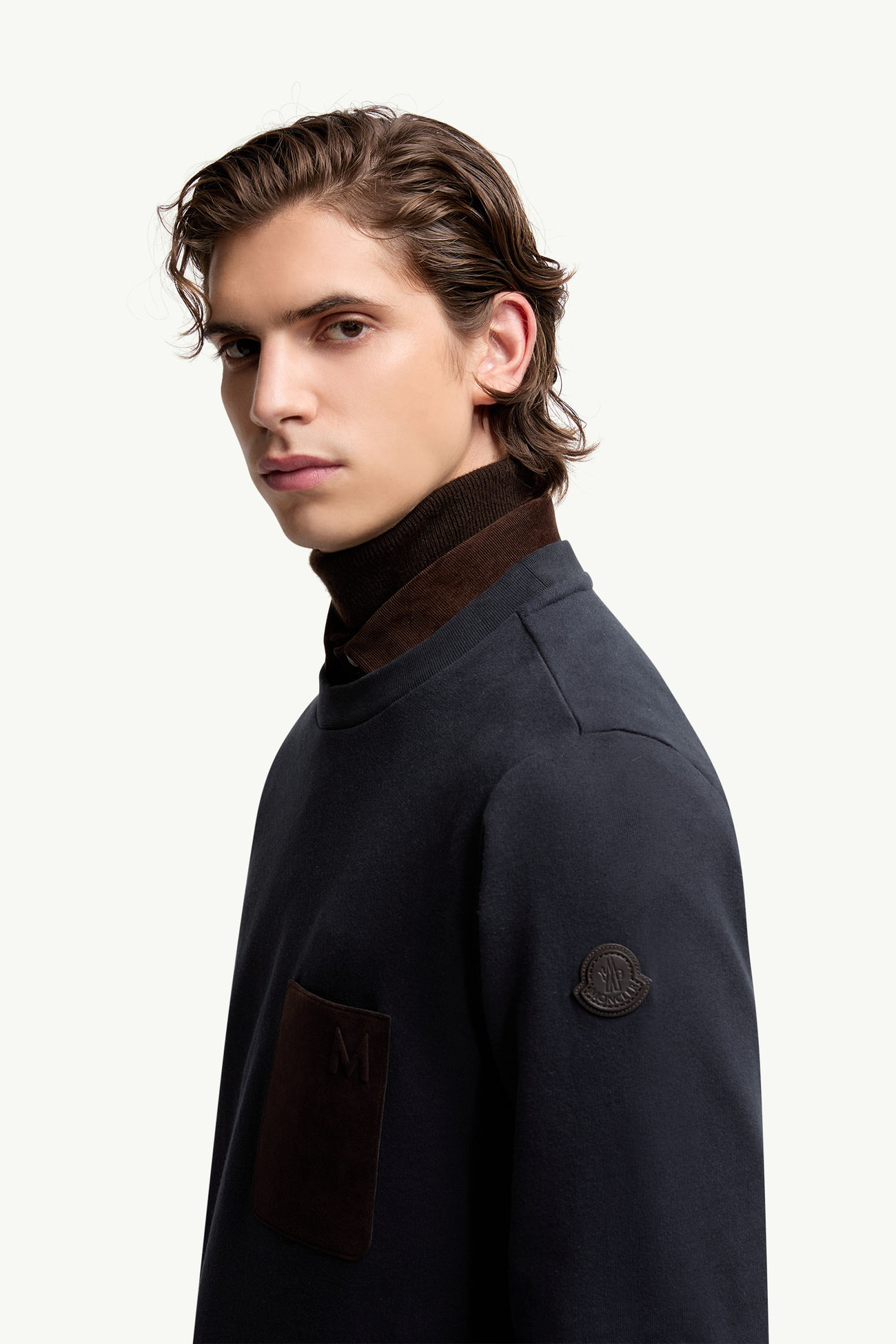 Sweatshirt aus Baumwolle und Kaschmir mit Tasche Herren Navyblau Moncler 1