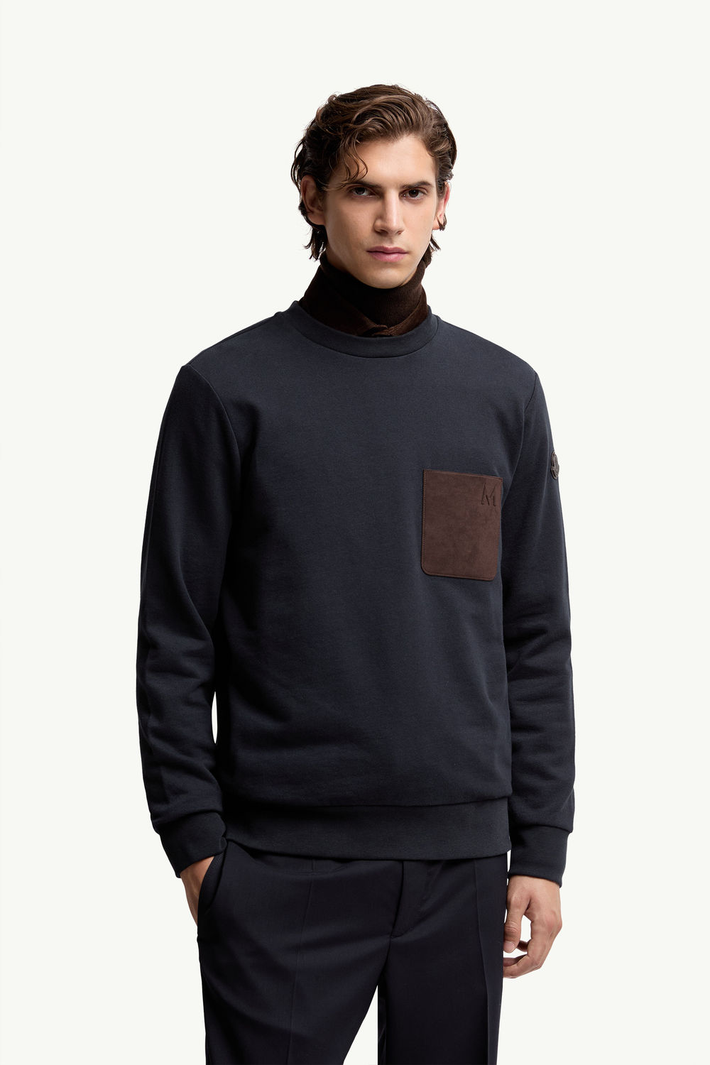 Cotton & Cashmere Sweatshirt with Pocket Men Navy Blue Moncler 3