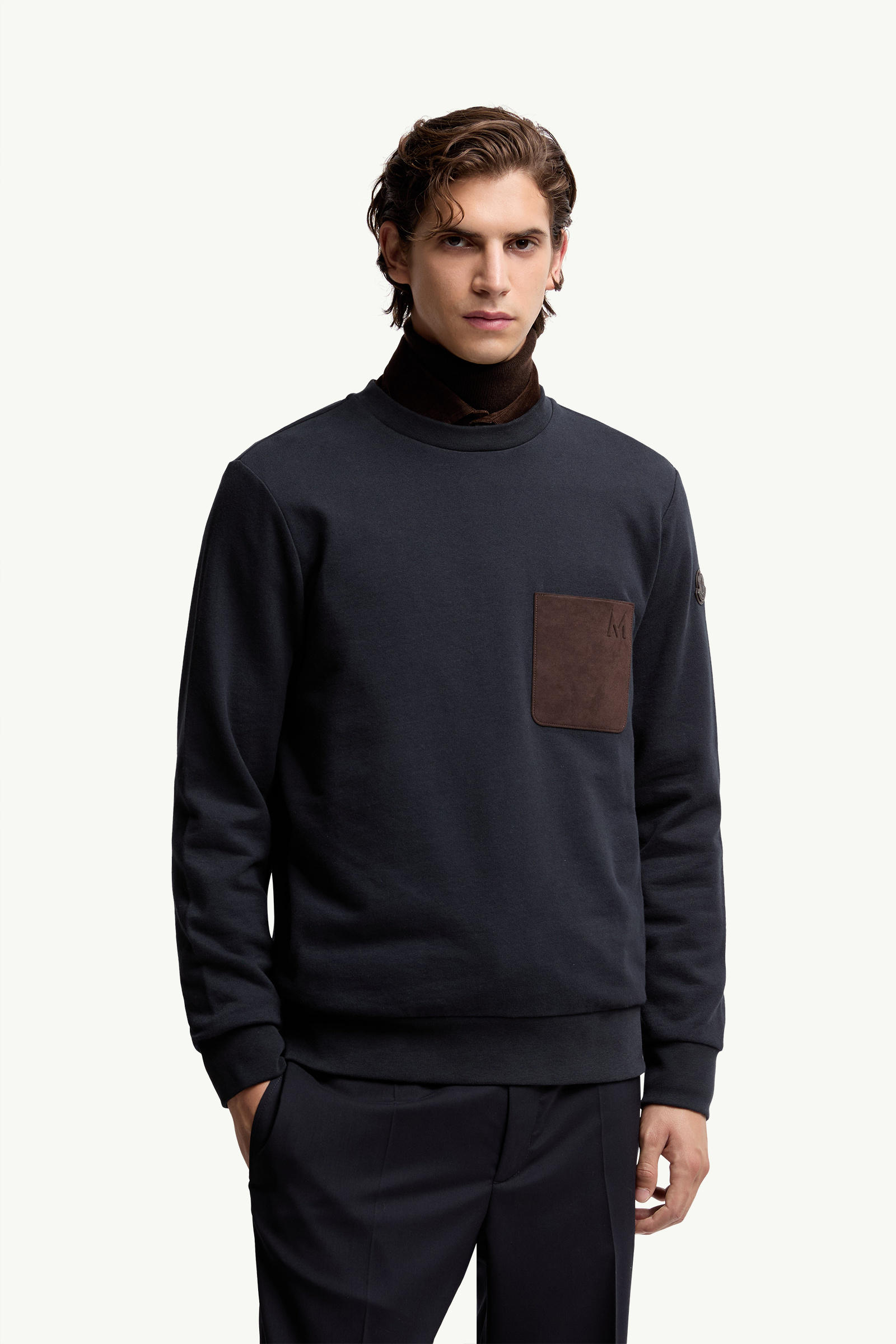 Cotton & Cashmere Sweatshirt with Pocket Men Navy Blue Moncler 3