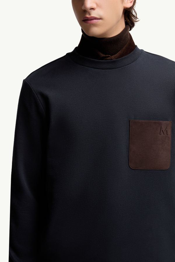 Cotton & Cashmere Sweatshirt with Pocket Men Navy Blue Moncler 5