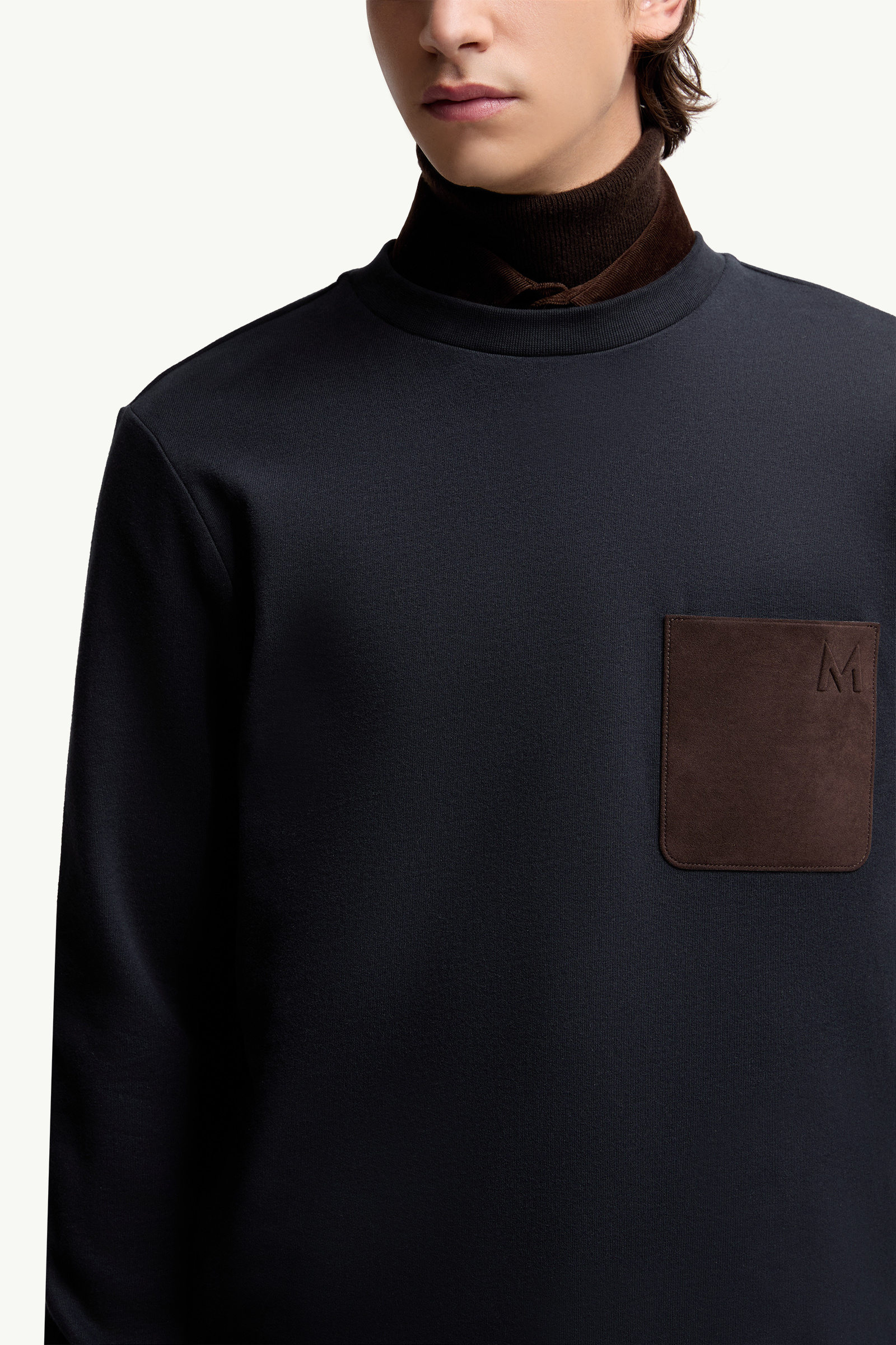 Cotton & Cashmere Sweatshirt with Pocket Men Navy Blue Moncler 5