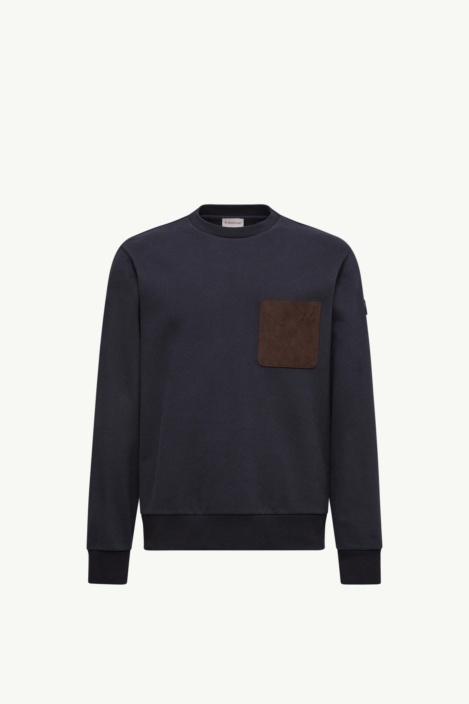 Navy Blue Cotton & Cashmere Sweatshirt with Pocket - Sweatshirts