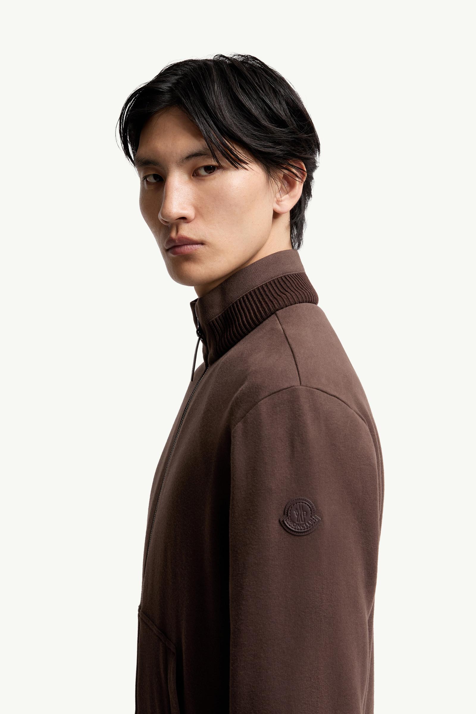 Cotton & Cashmere Zip-Up Sweatshirt Men Taupe Moncler 1