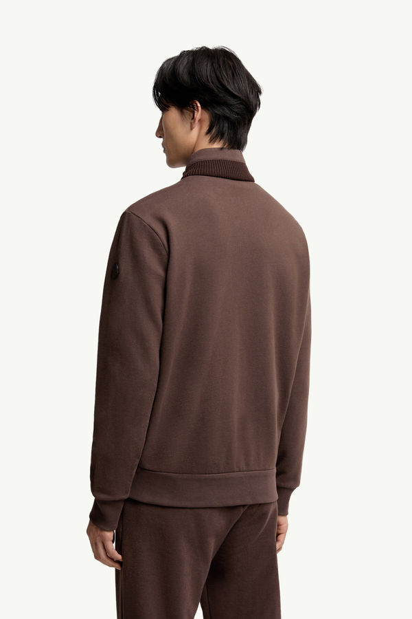 Cotton & Cashmere Zip-Up Sweatshirt Men Taupe Moncler 4