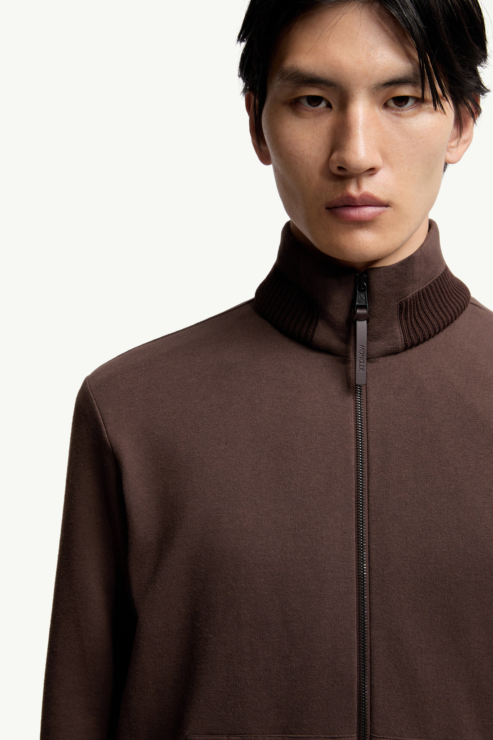 Cotton & Cashmere Zip-Up Sweatshirt Men Taupe Moncler 5