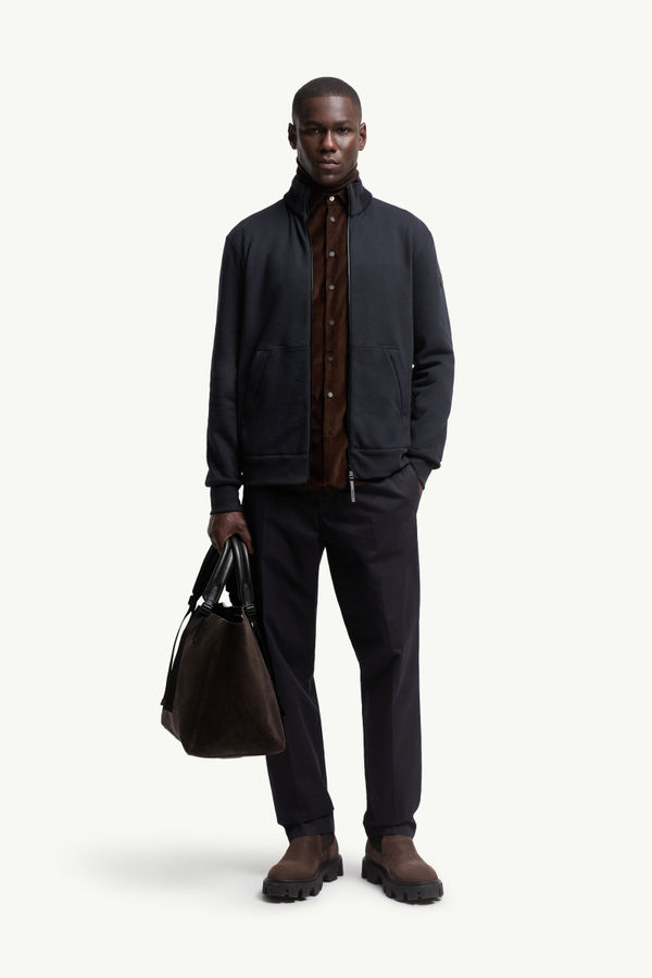 Cotton & Cashmere Zip-Up Sweatshirt Men Navy Blue Moncler 0