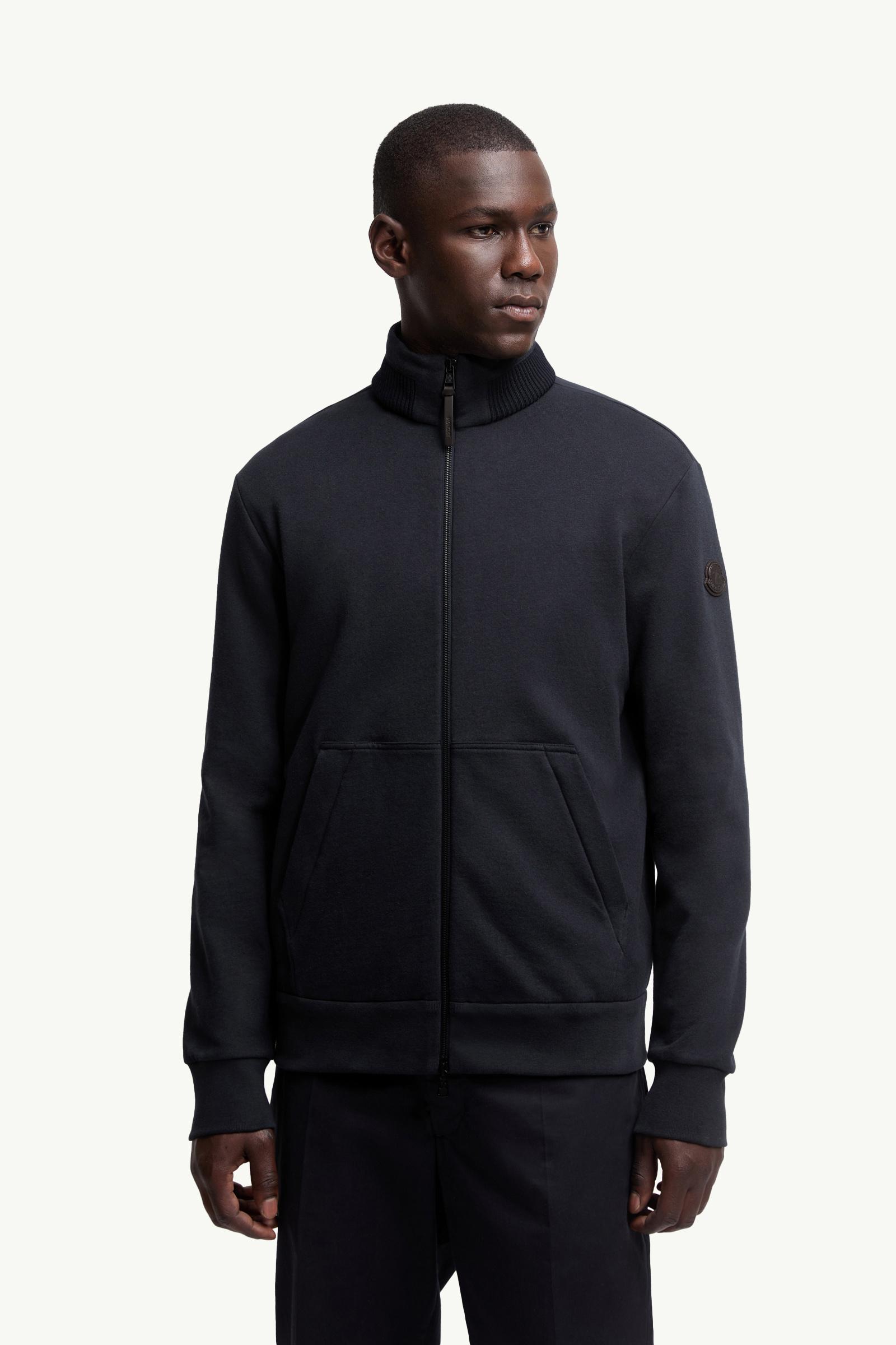 Navy Blue Cotton & Cashmere Zip-Up Sweatshirt - Sweatshirts for