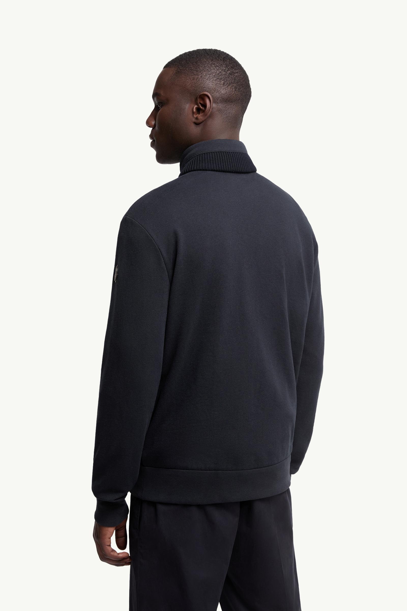 Navy Blue Cotton & Cashmere Zip-Up Sweatshirt - Sweatshirts for