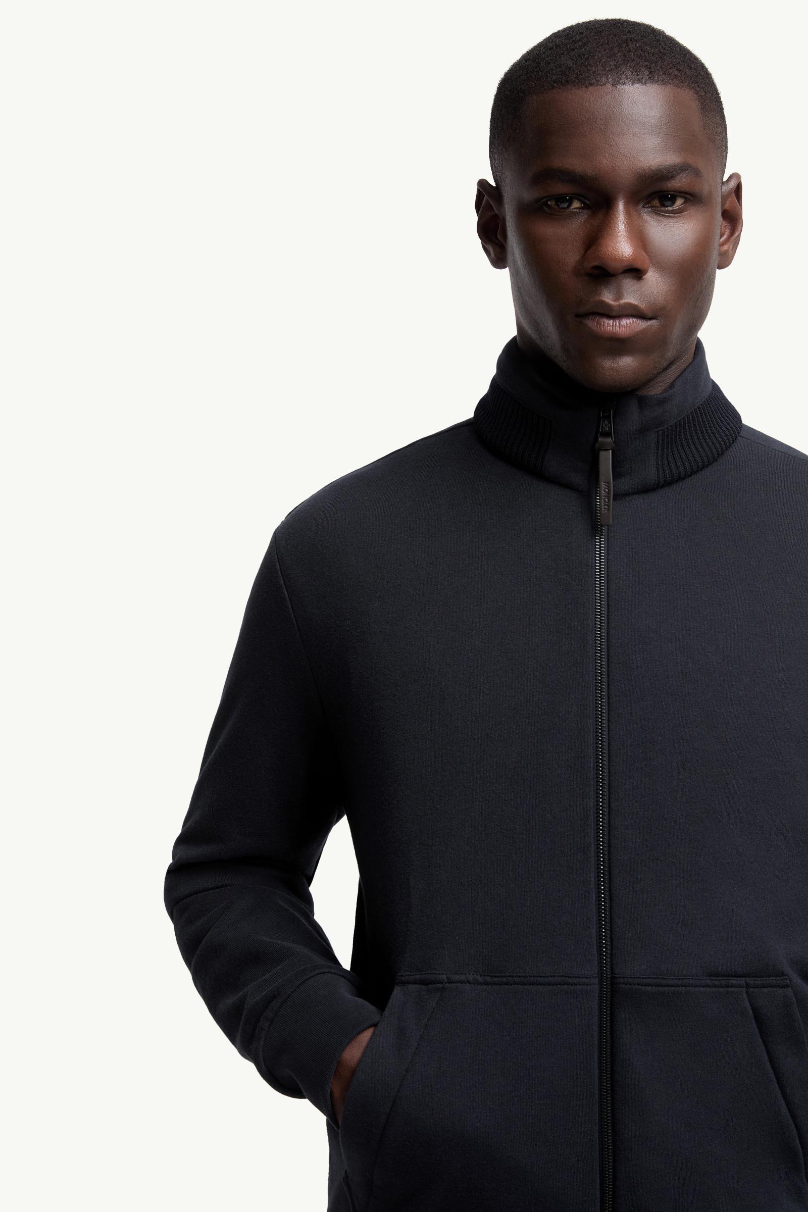 Navy Blue Cotton & Cashmere Zip-Up Sweatshirt - Sweatshirts for