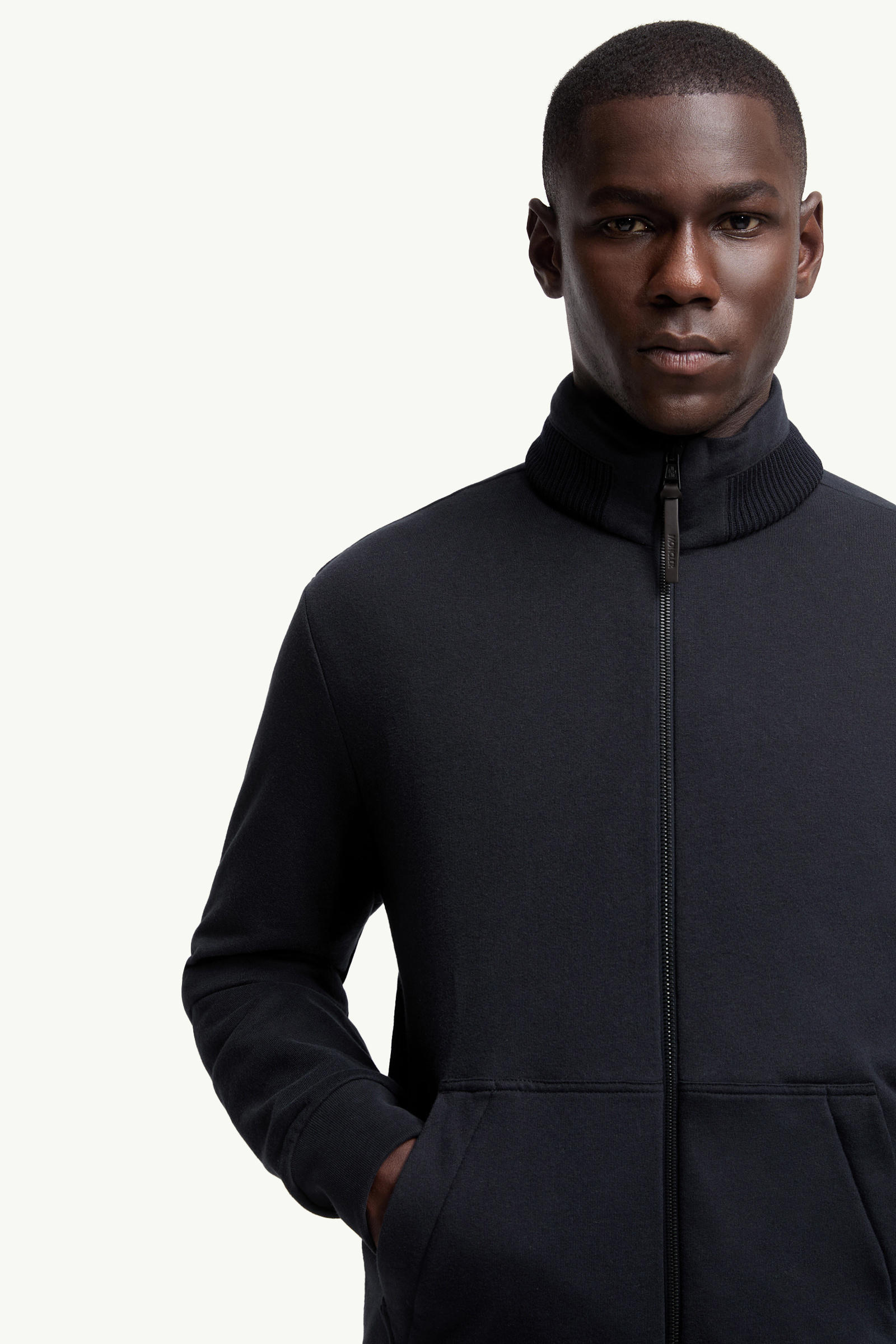Cotton & Cashmere Zip-Up Sweatshirt Men Navy Blue Moncler 5