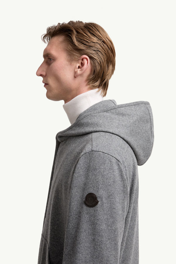 男士羊毛混纺拉链连帽卫衣 男士 灰色 Moncler 1