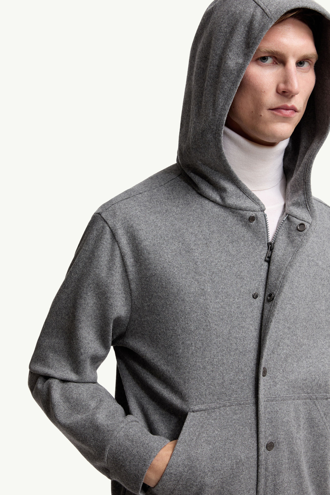 Sudadera con capucha y cremallera de mezcla de lana Hombre Gris Moncler 5