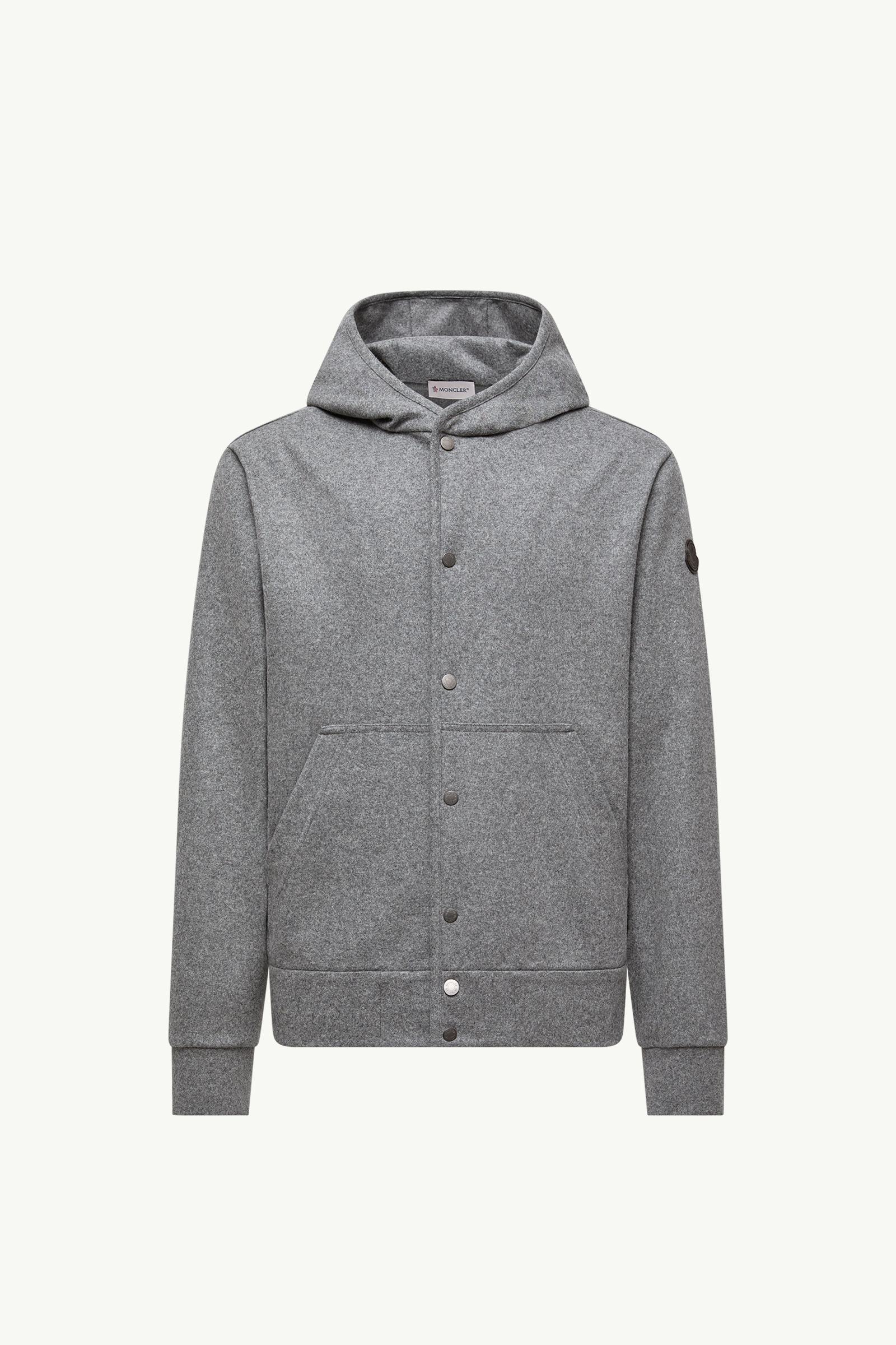 Grey Wool Blend Zip-Up Hoodie - Sweatshirts for Men | Moncler US