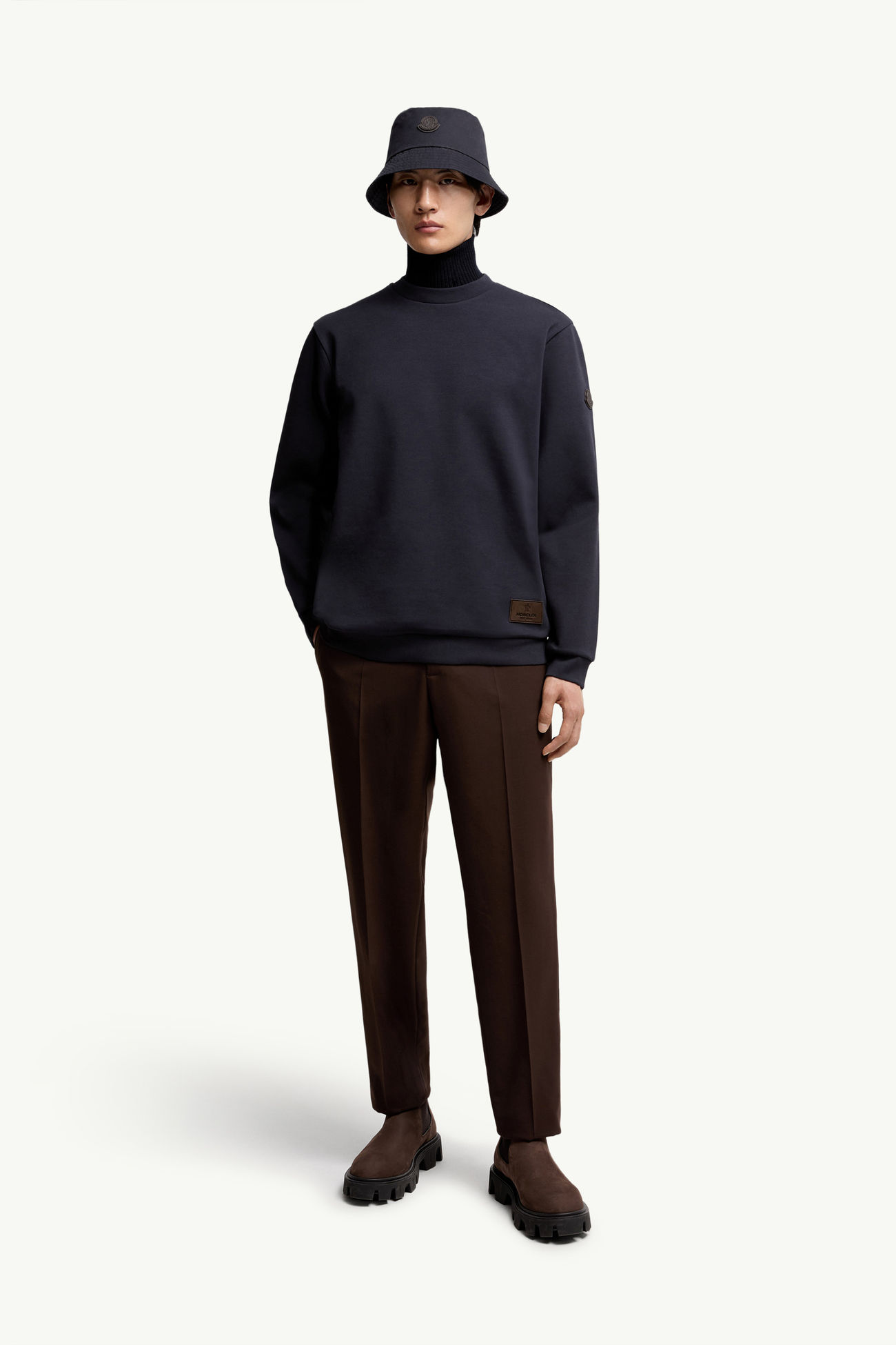 Cotton Blend Sweatshirt Men Navy Blue Moncler 0