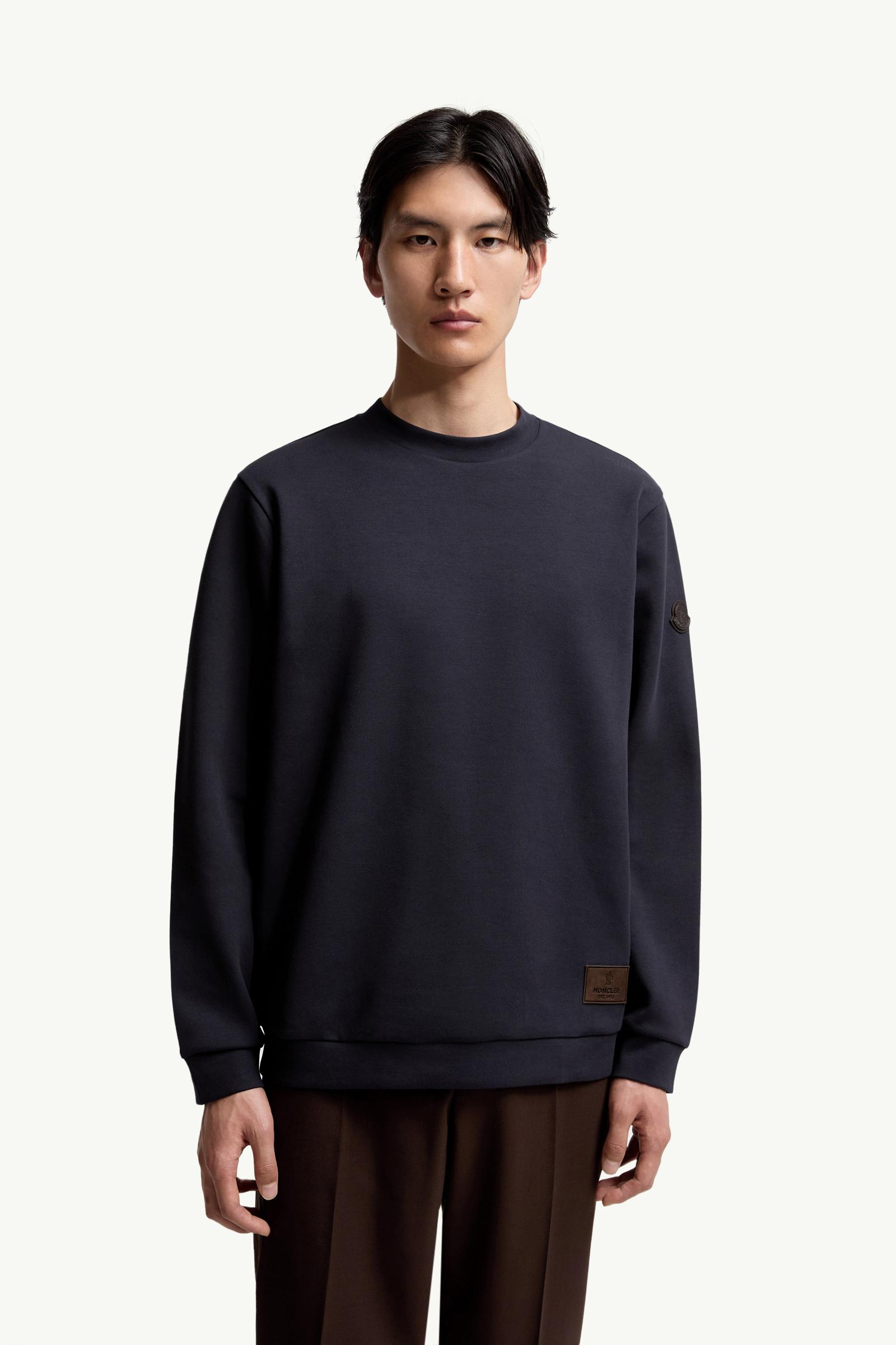 Navy Blue Cotton Blend Sweatshirt - Sweatshirts for Men | Moncler MT