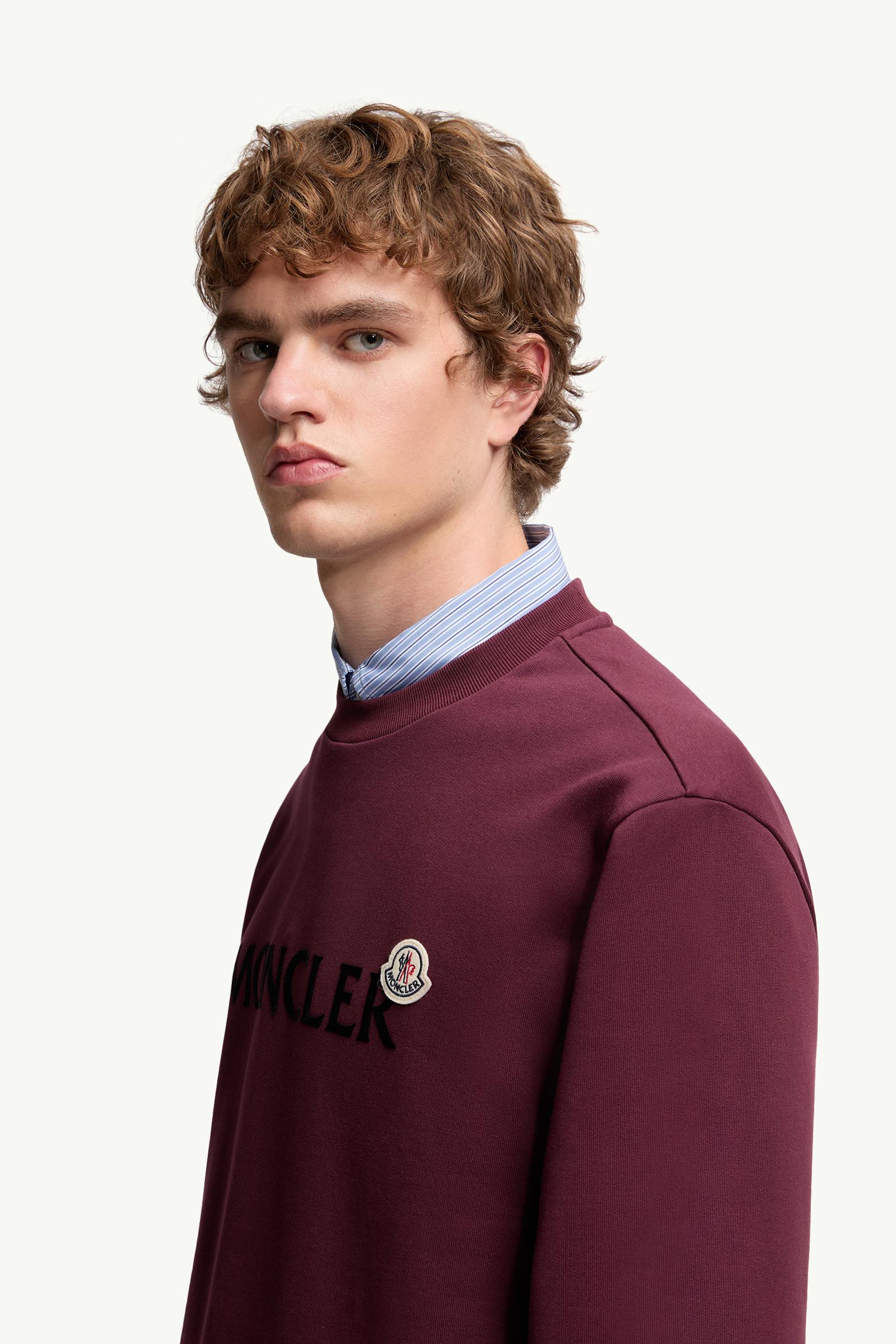 Logo Cotton Sweatshirt Men Burgundy Moncler 1