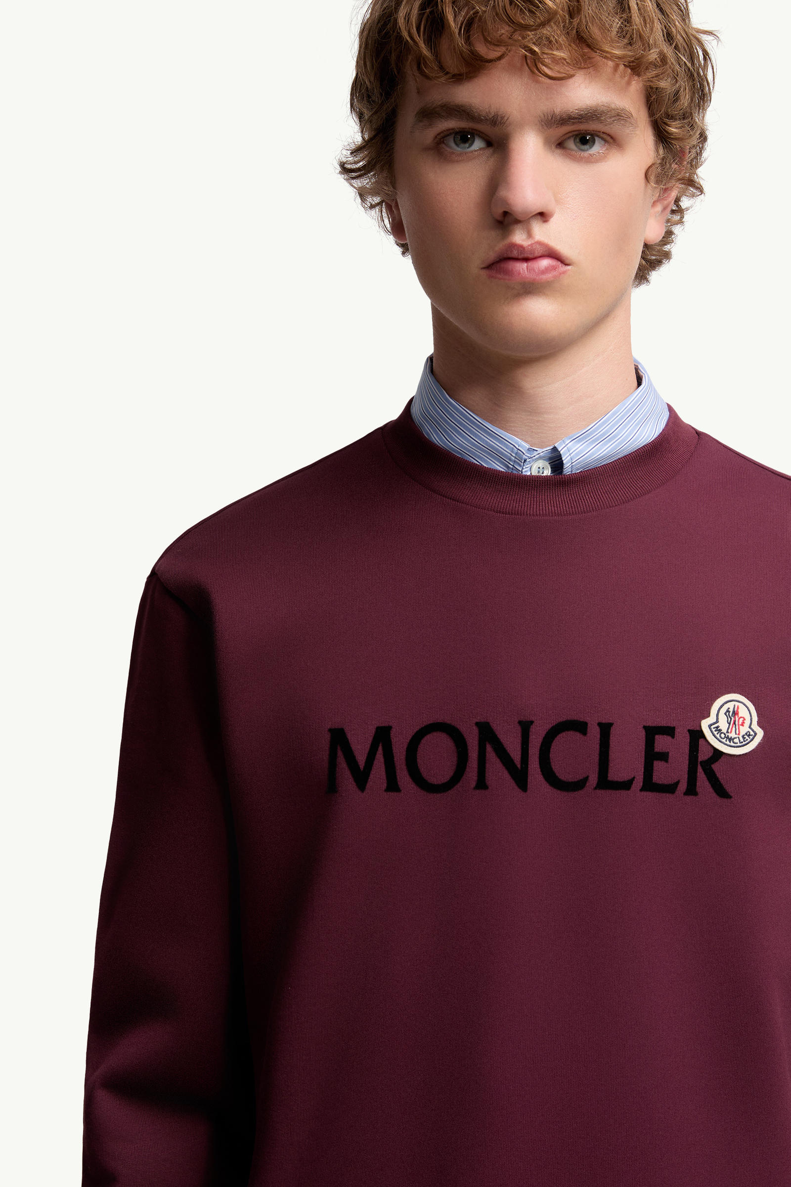 Logo Cotton Sweatshirt Men Burgundy Moncler 5