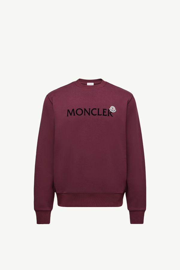 Logo Cotton Sweatshirt Men Burgundy Moncler 2
