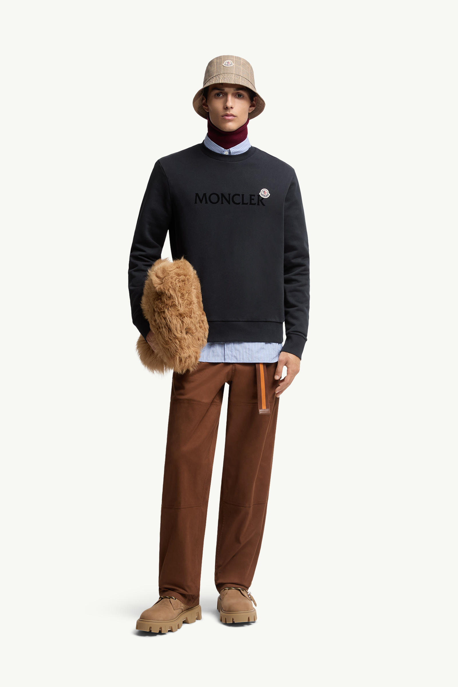 Logo Cotton Sweatshirt Men Night Blue Moncler 0