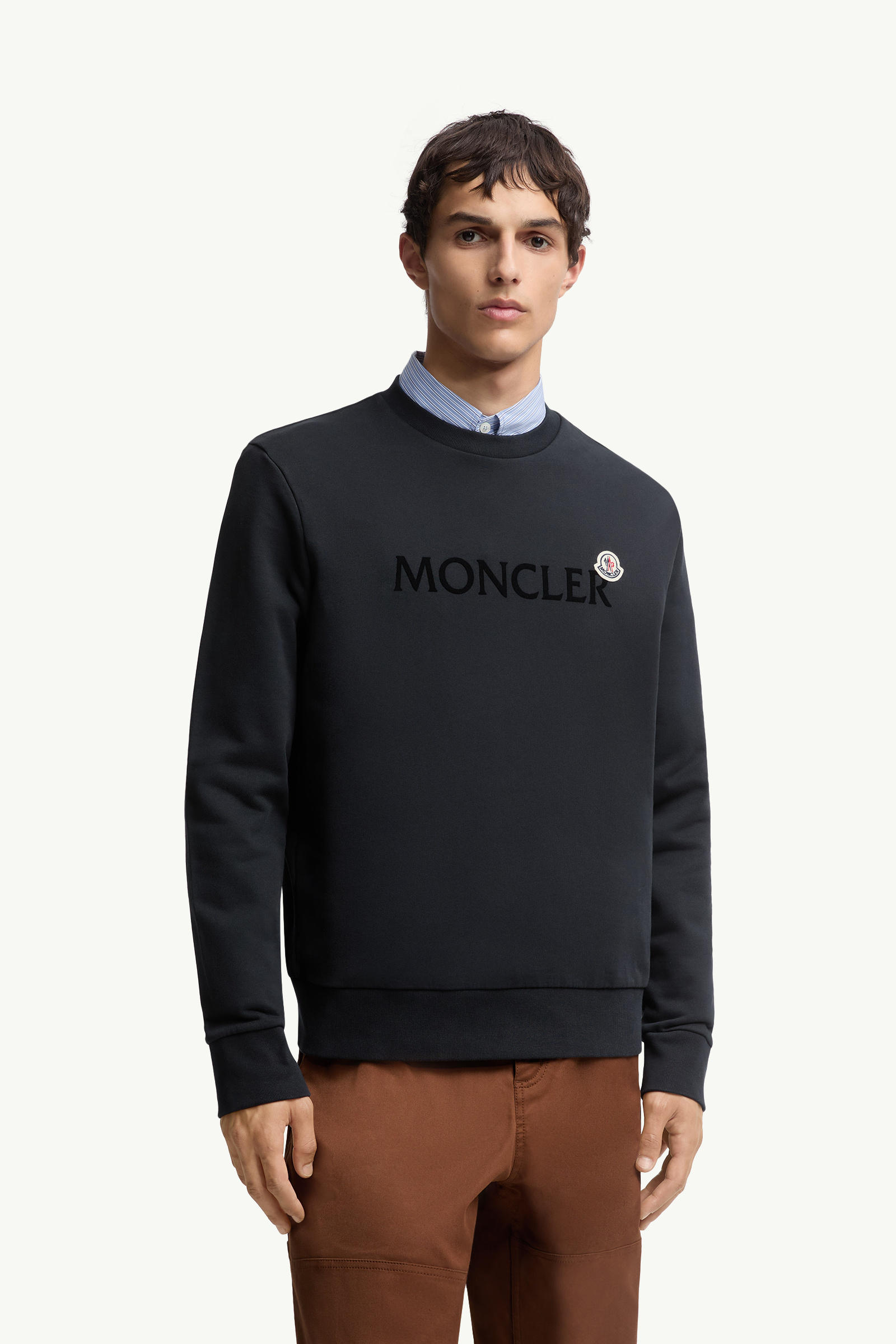Logo Cotton Sweatshirt Men Night Blue Moncler 3