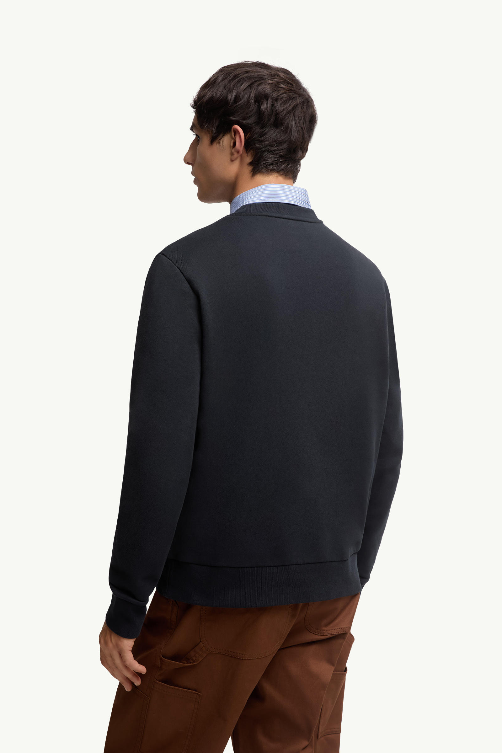 Logo Cotton Sweatshirt Men Night Blue Moncler 4
