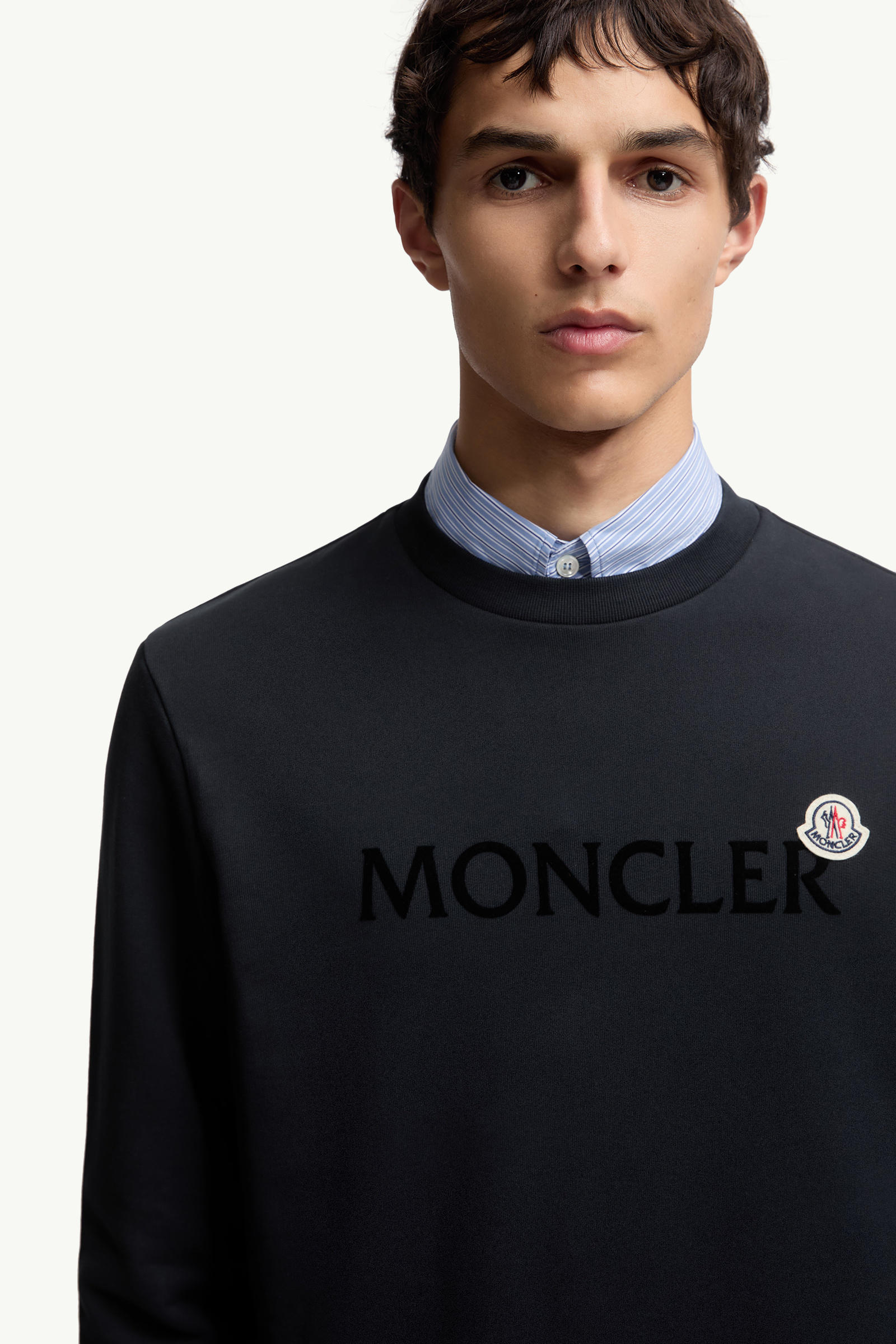 Logo Cotton Sweatshirt Men Night Blue Moncler 5