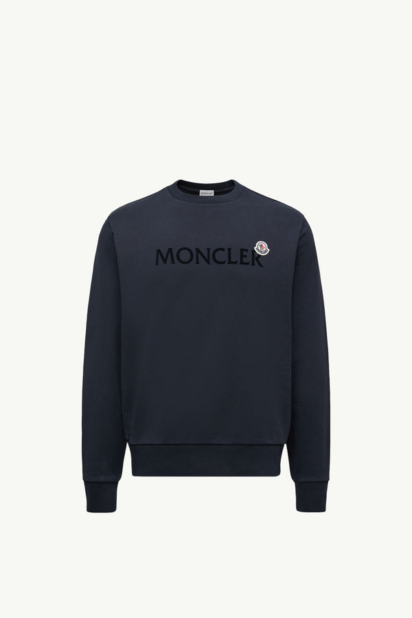 Logo Cotton Sweatshirt Men Night Blue Moncler 2
