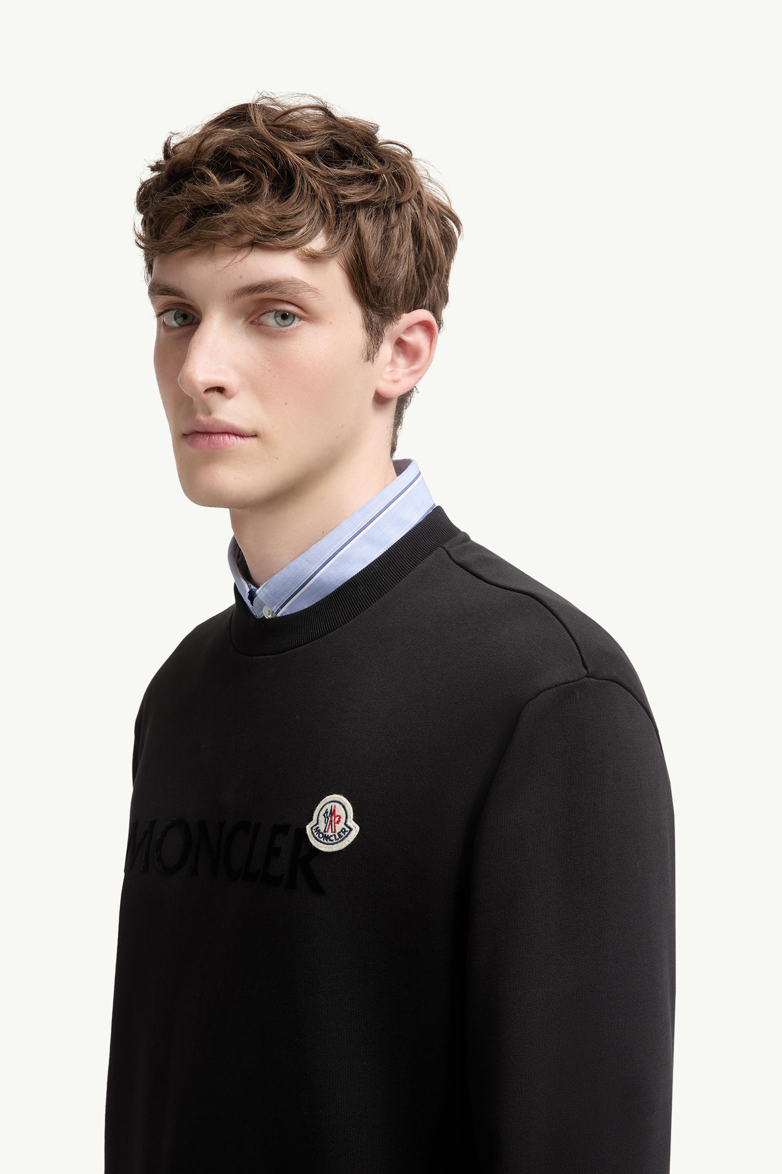 Logo Cotton Sweatshirt Men Black Moncler 1