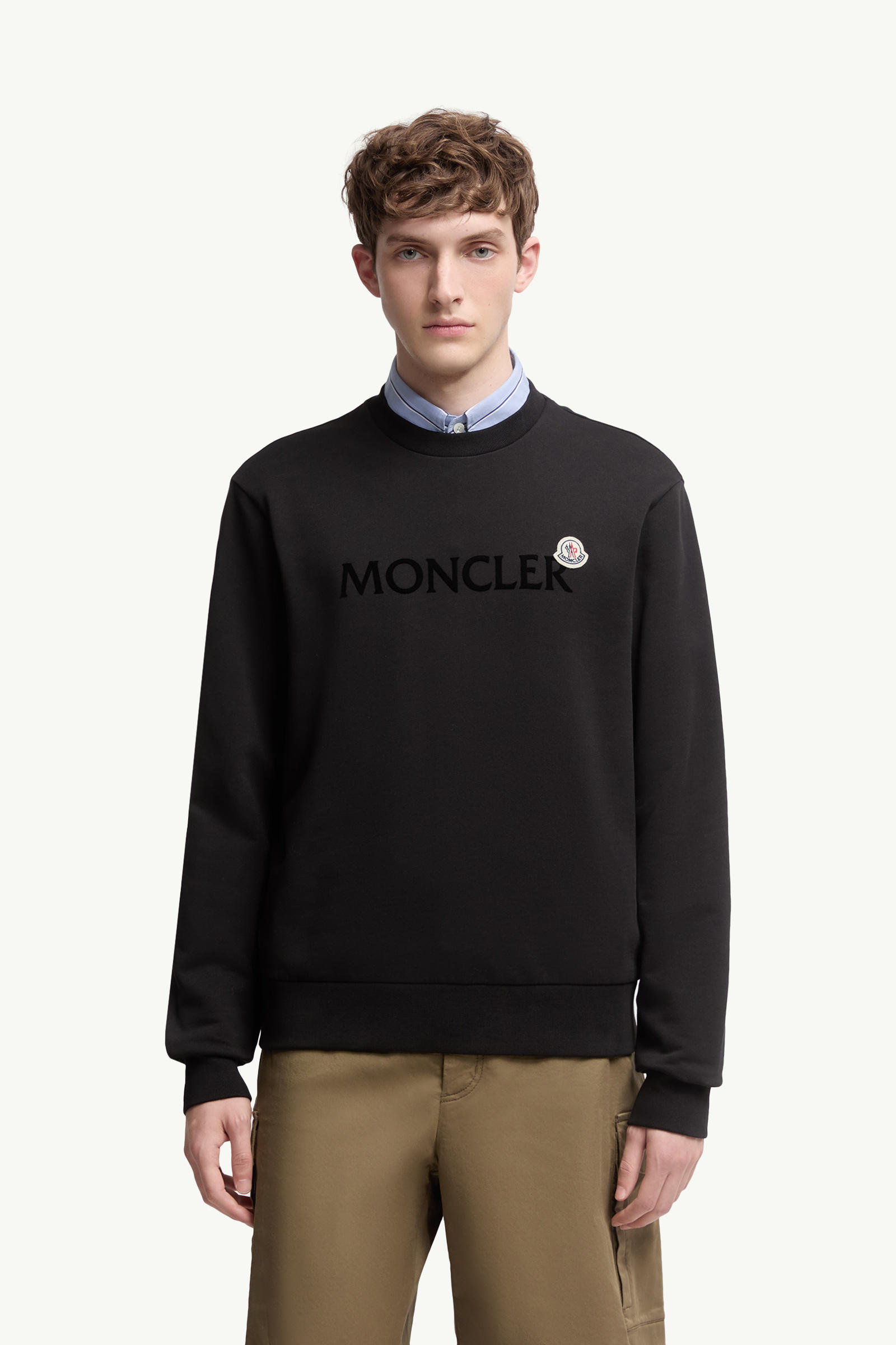 Logo Cotton Sweatshirt Men Black Moncler 3